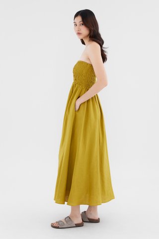 Rylene Linen Shirred Tube Dress