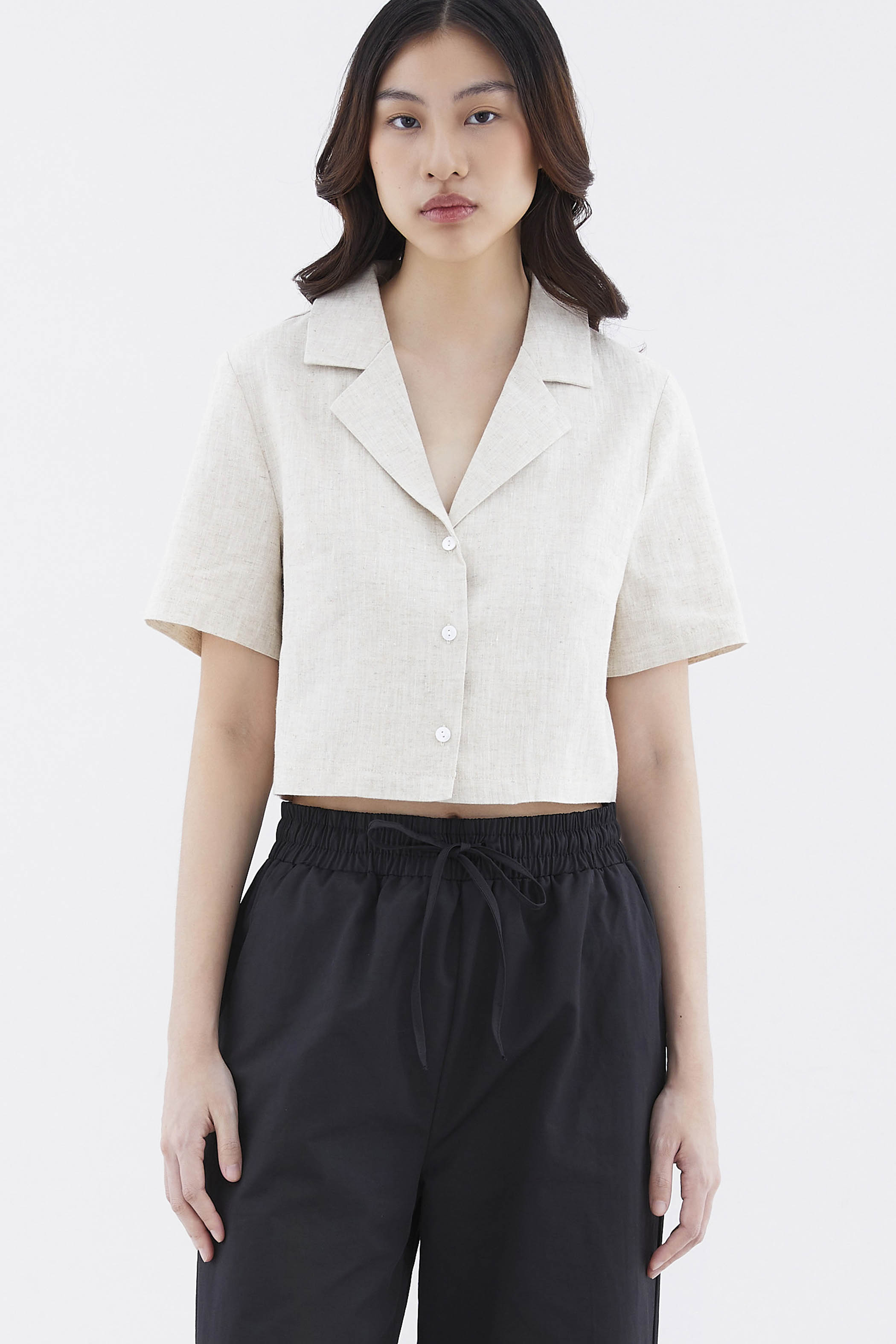 Rheta Linen Crop Shirt