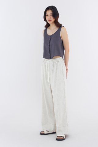 Seleve Linen Button-Down Relaxed Top