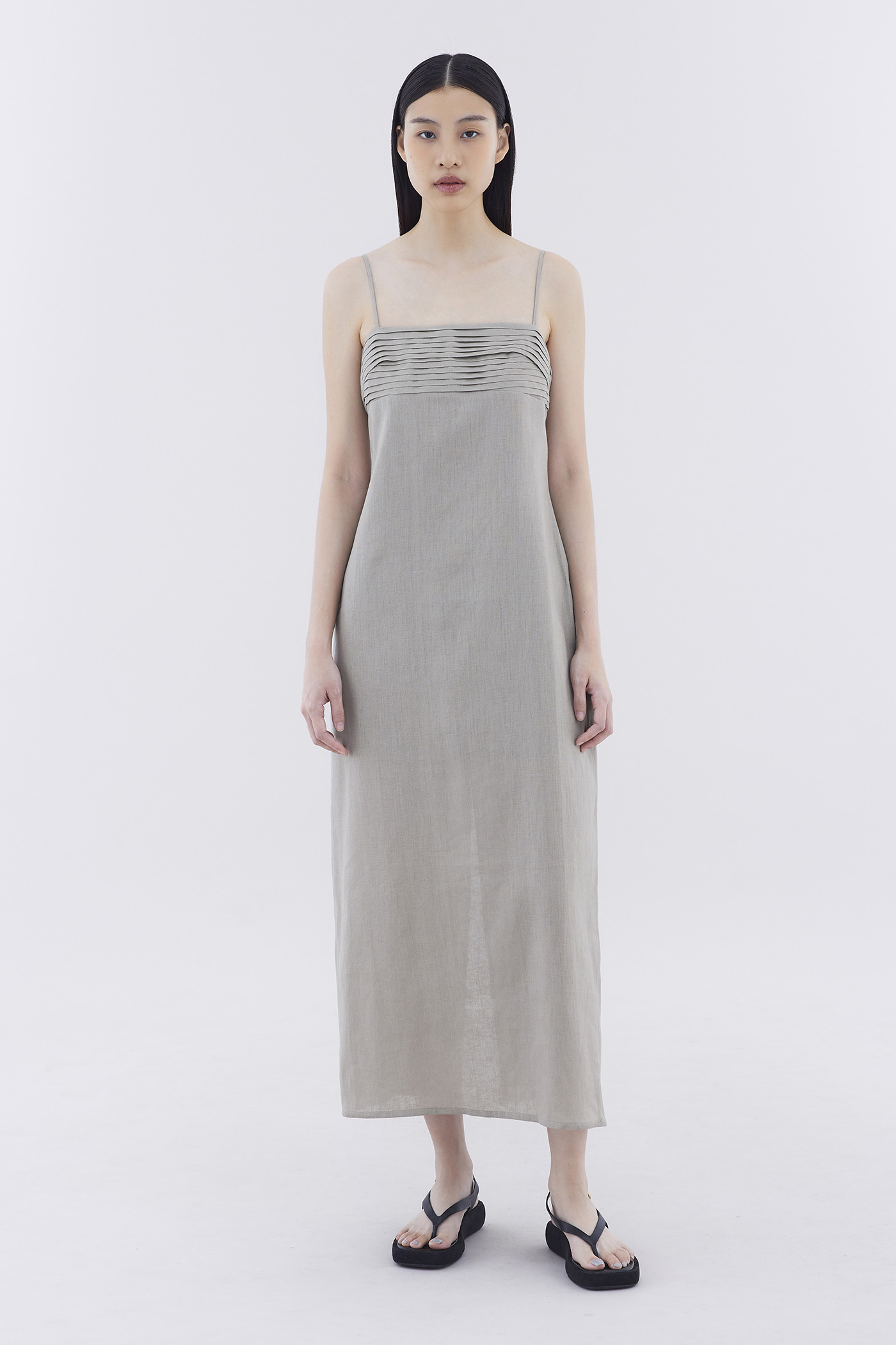 Myxa Linen Pleated Dress