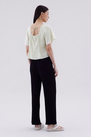 Qara Pin-Tuck Flutter Sleeve Top