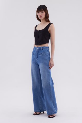 Roxena Pin Tuck Crop Top