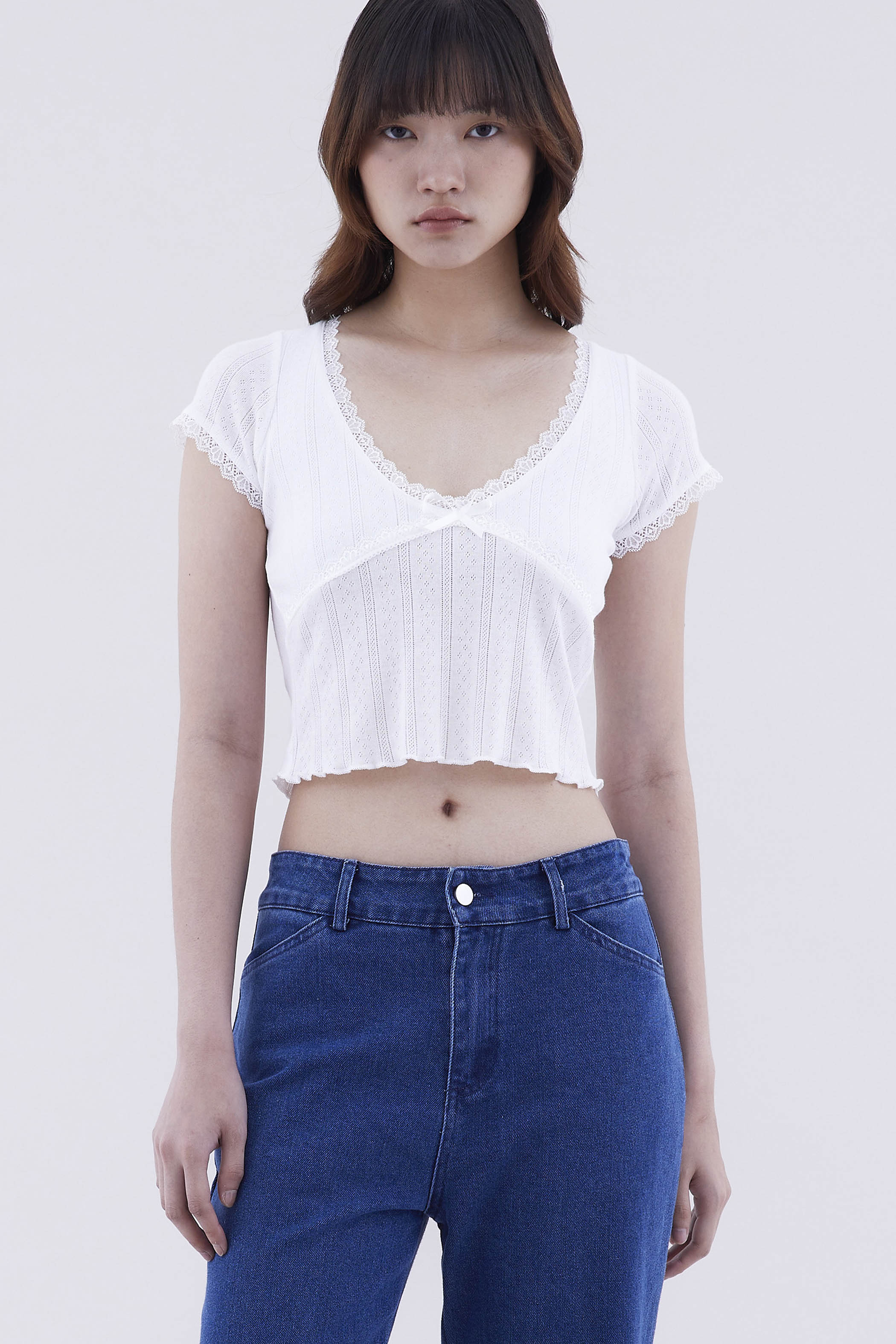 Delanca Lace Trim Top