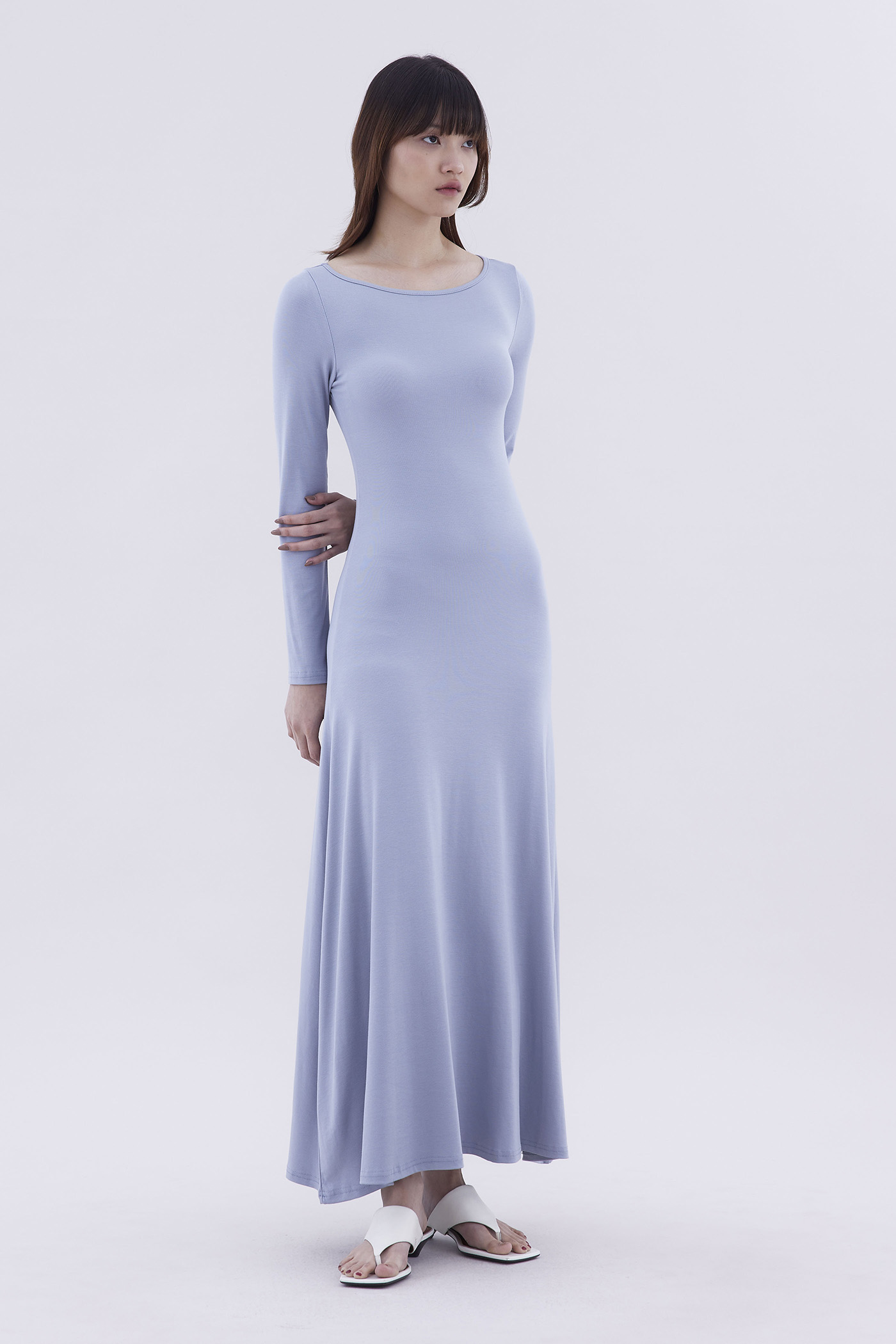 Rubine Boat Neck Jersey Dress