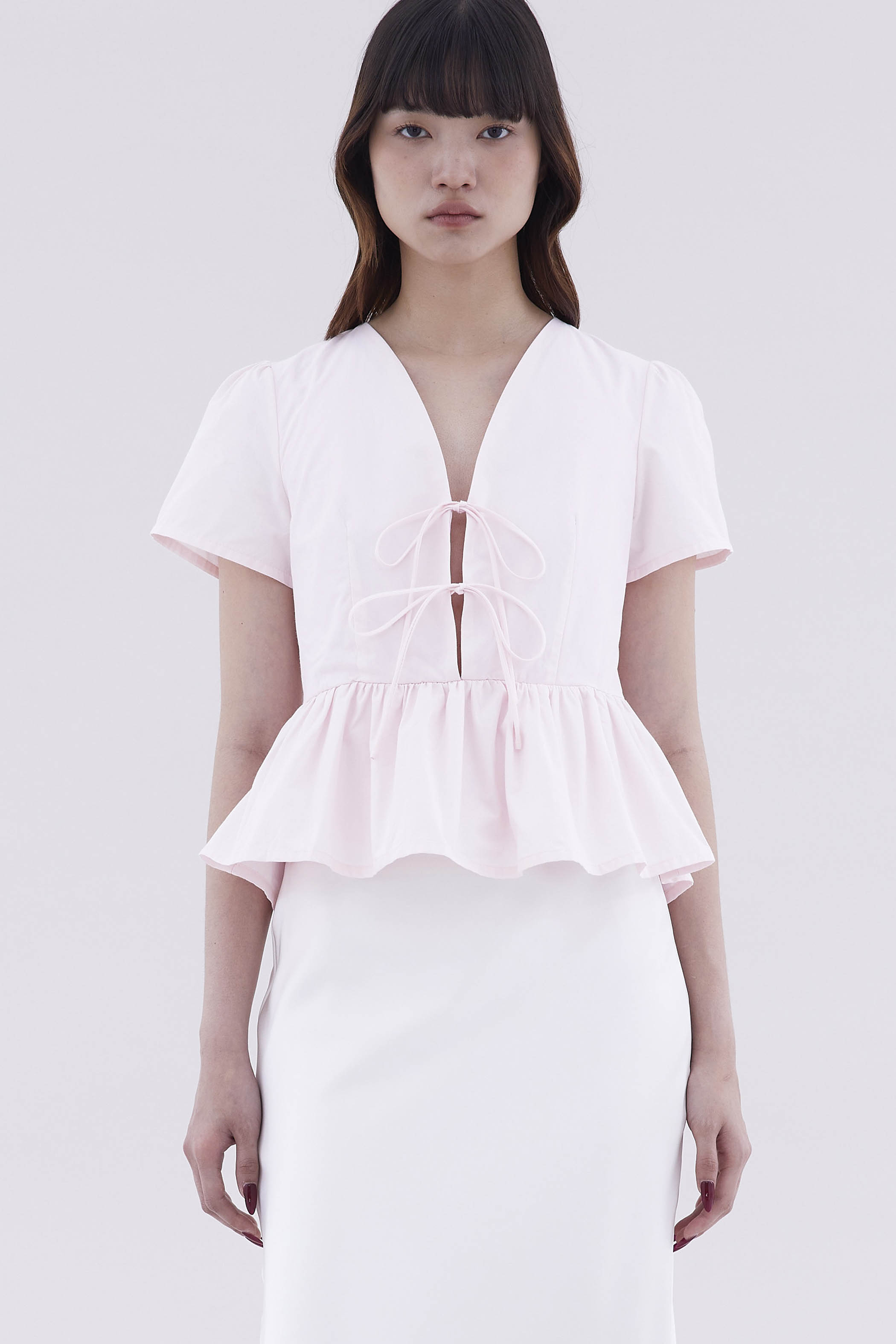 Cecelyn Tie-Front Peplum Top