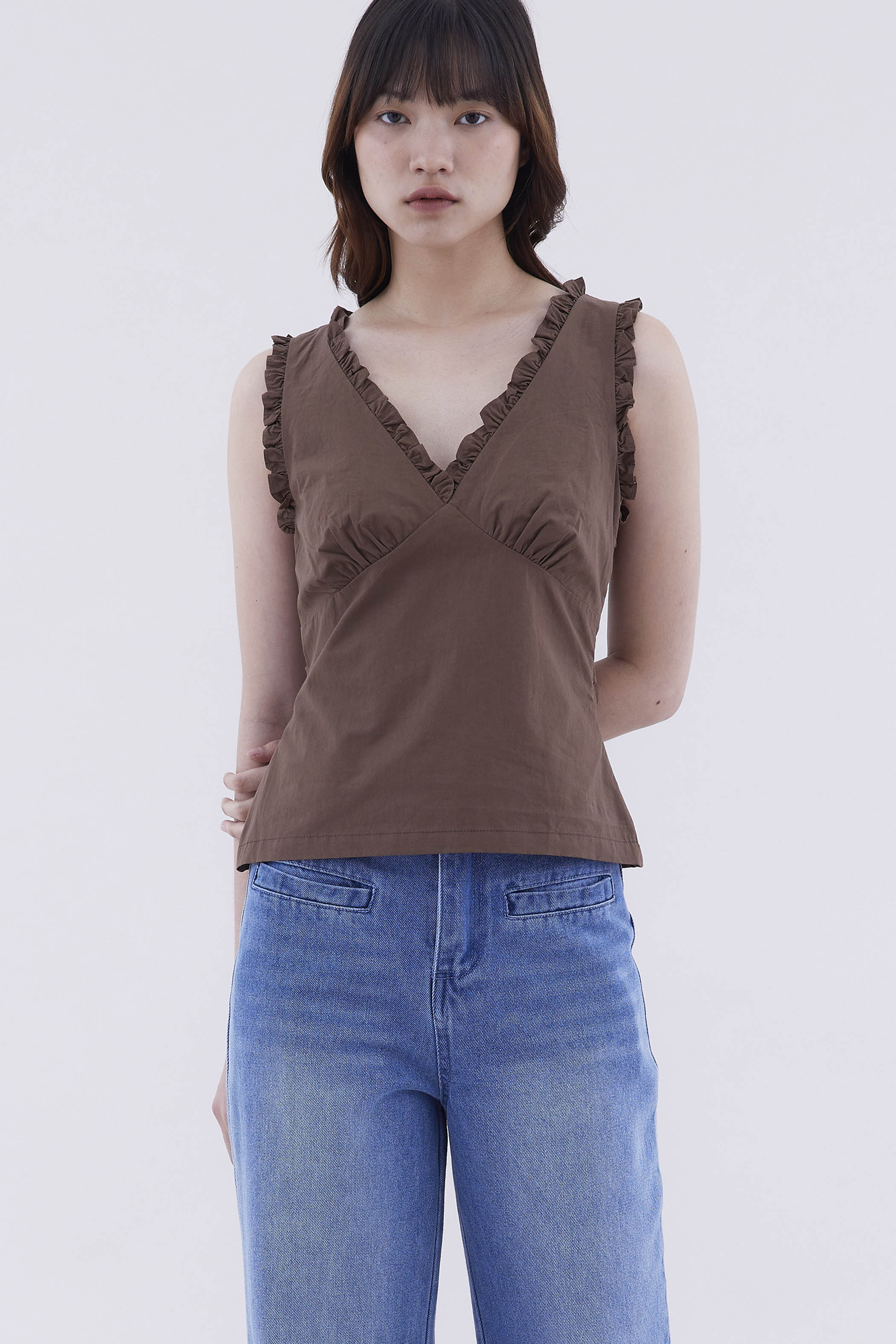 Rosette V-Neck Fitted Top