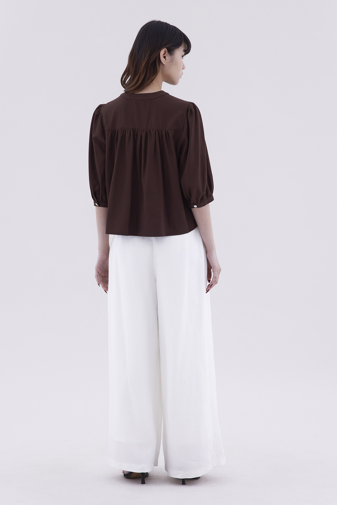 Hazelle Gathered-Neck Top