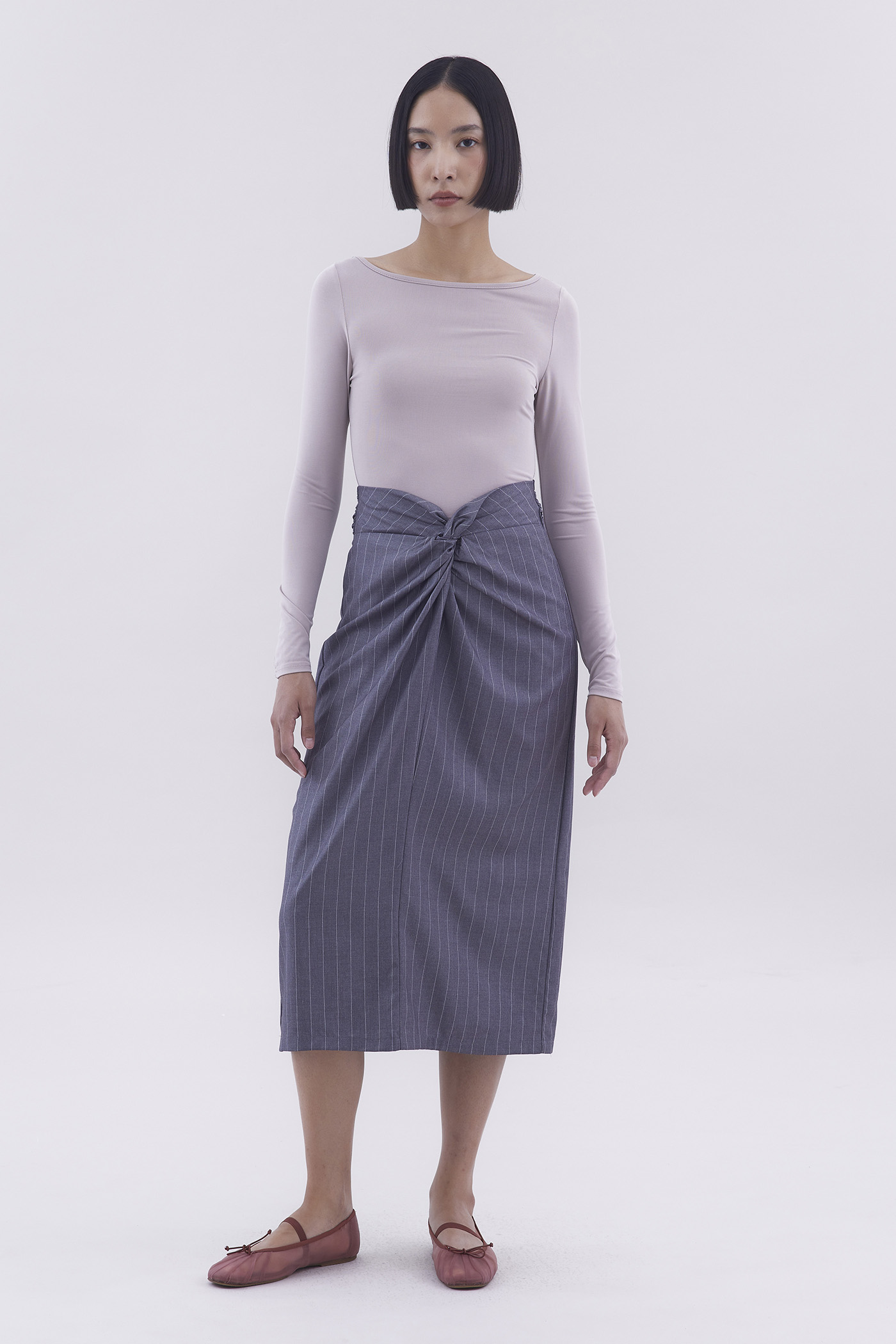 Lizabeth Mid-Rise Twist-Front Skirt