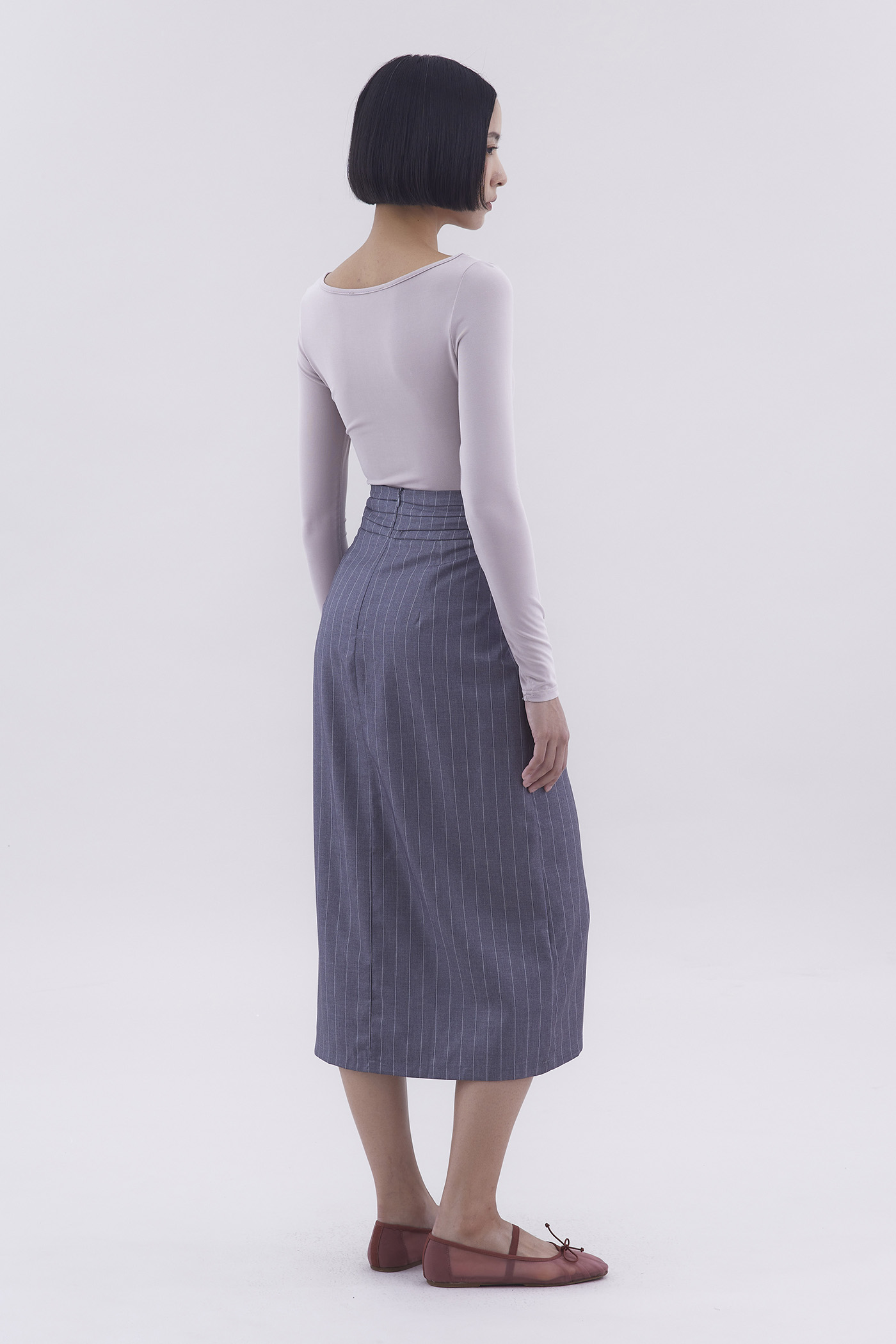 Lizabeth Mid-Rise Twist-Front Skirt