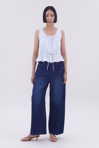Simona Mid-Rise Side Pleat Jeans