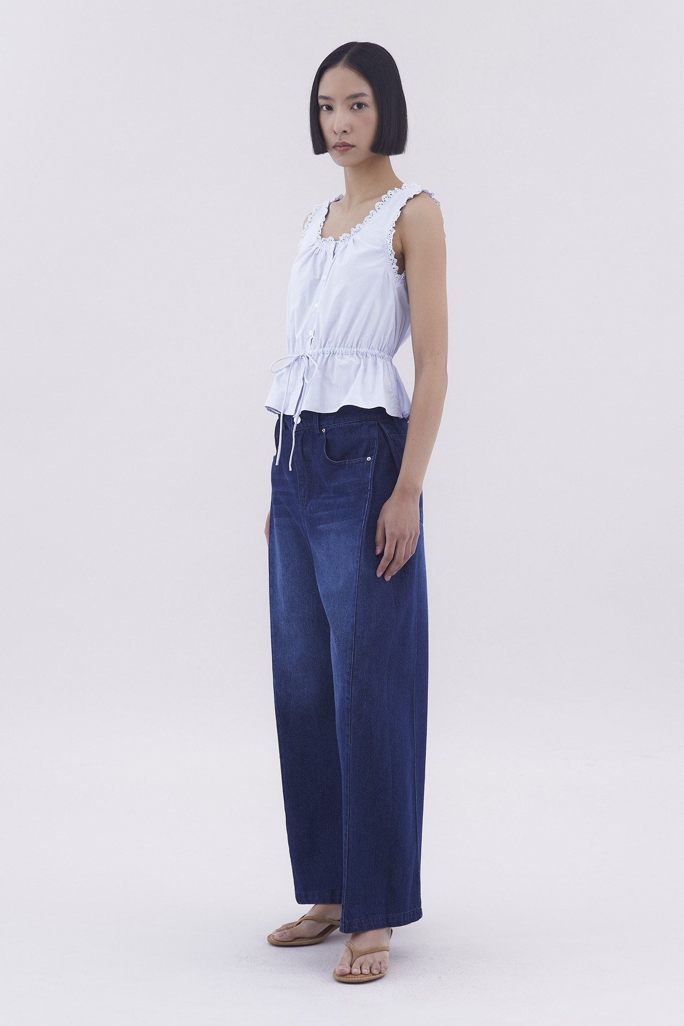 Simona Mid-Rise Side Pleat Jeans