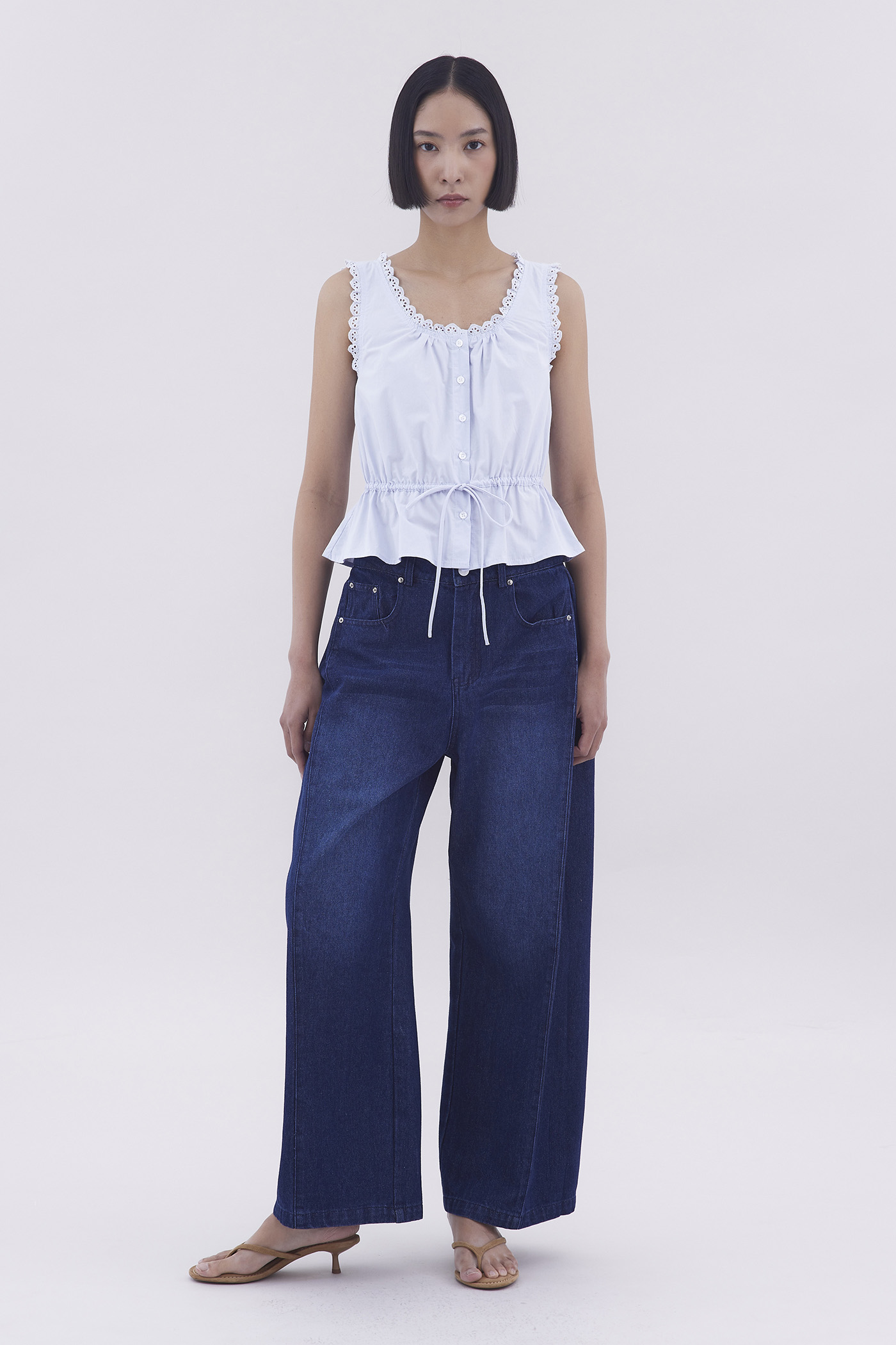 Simona Mid-Rise Side Pleat Jeans