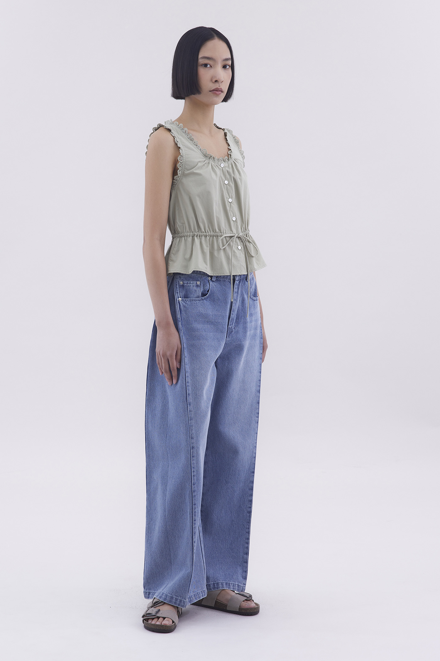 Simona Mid-Rise Side Pleat Jeans