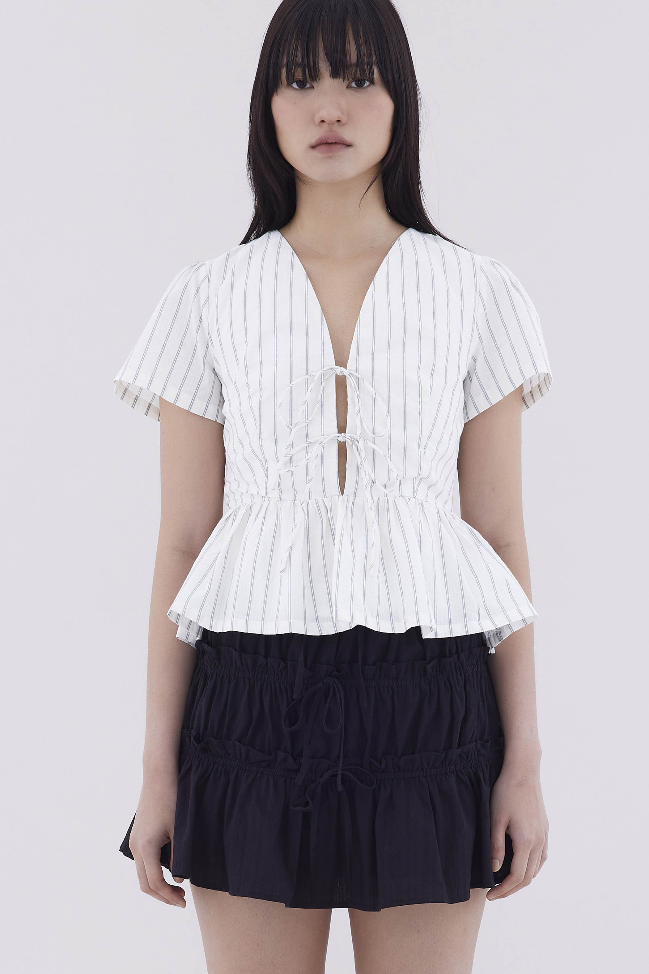 Cecelyn Tie-Front Peplum Top