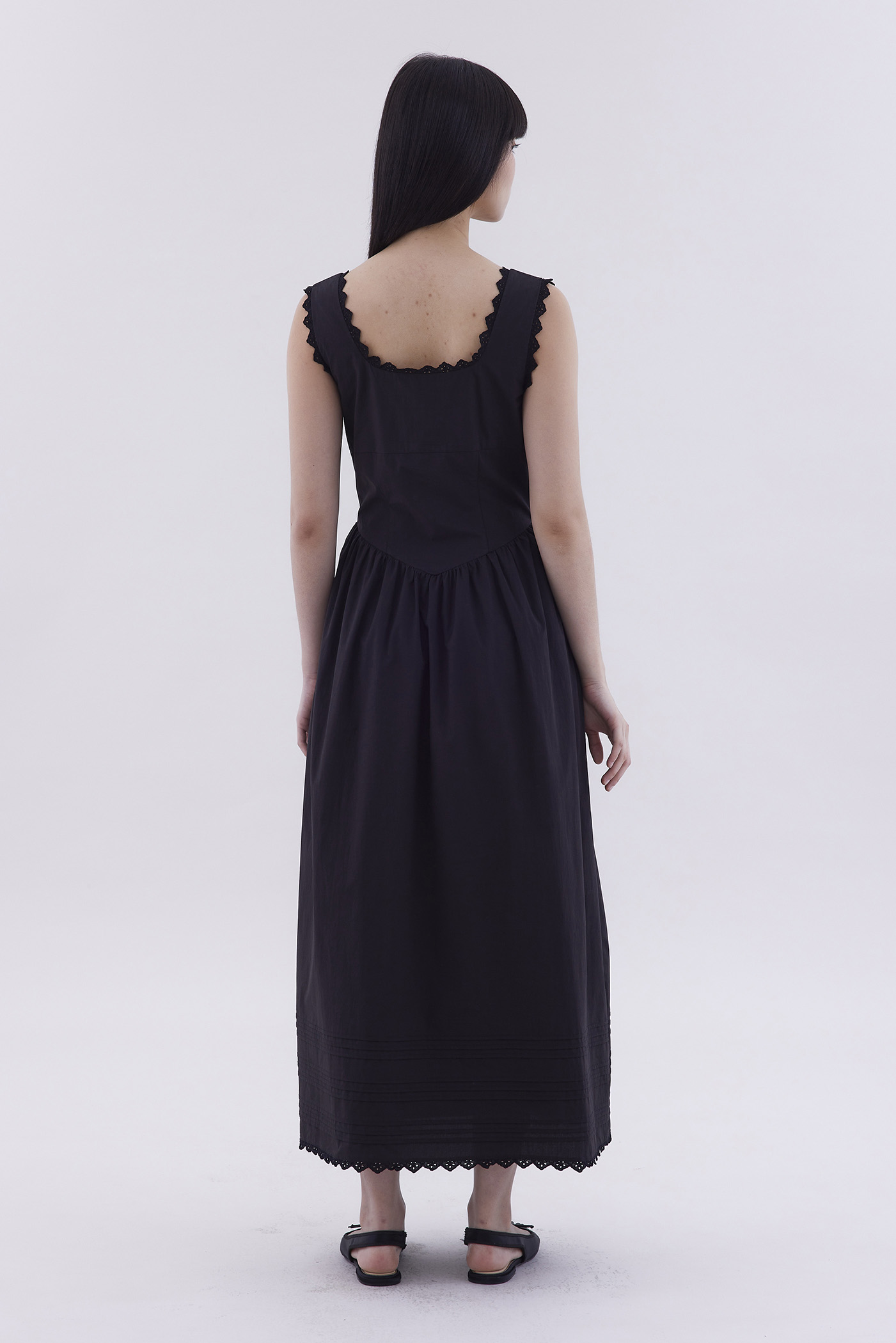 Berley Lace-Trim Pin Tuck Dress