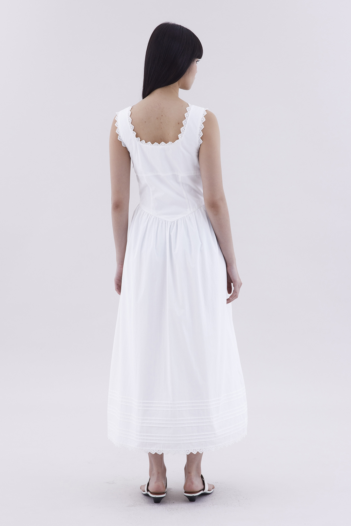 Berley Lace-Trim Pin Tuck Dress