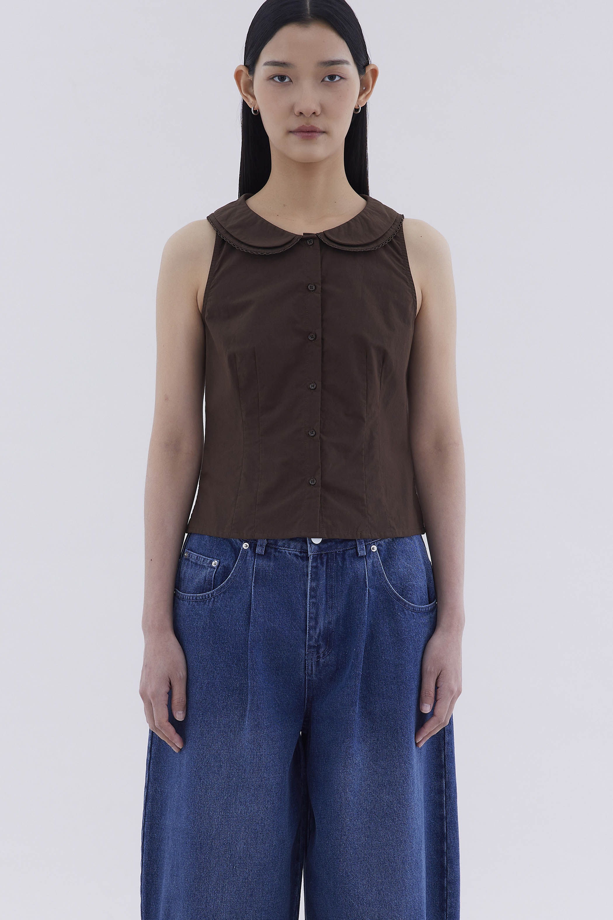 Phylicia Double Collar Sleeveless Shirt