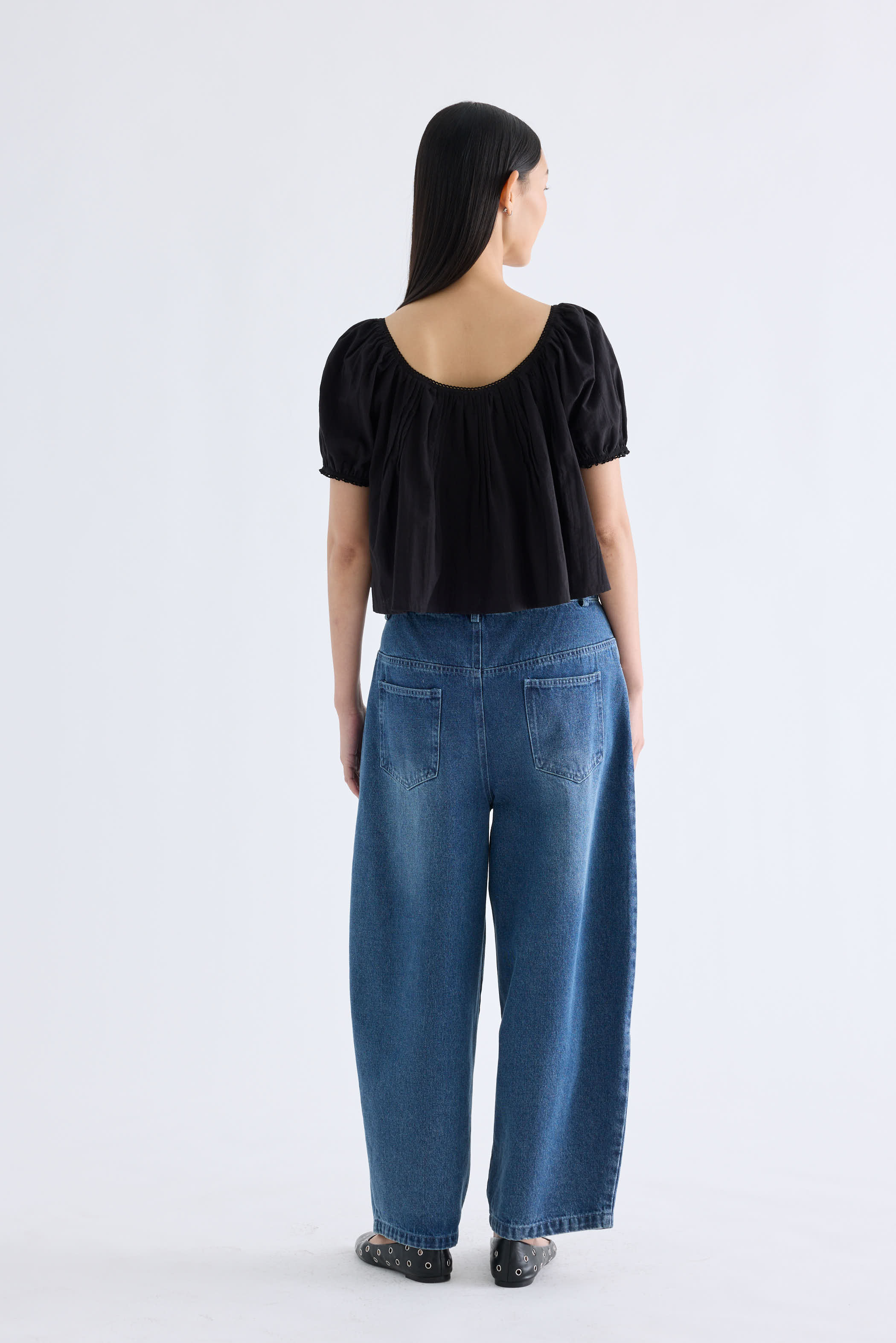 Joellea Scoop-Neck Lace-Trim Blouse