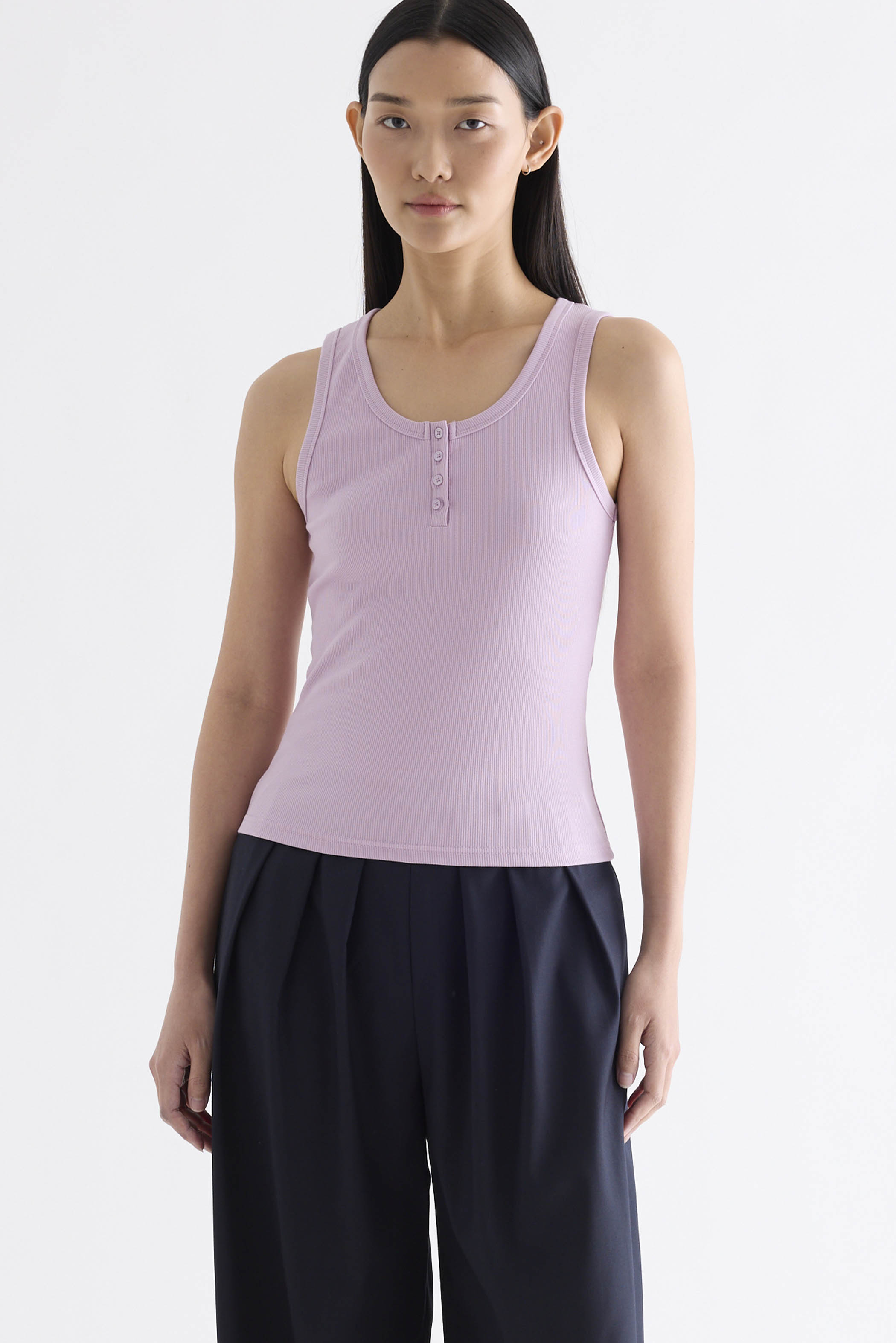 Milene Ribbed Half-Button Tank