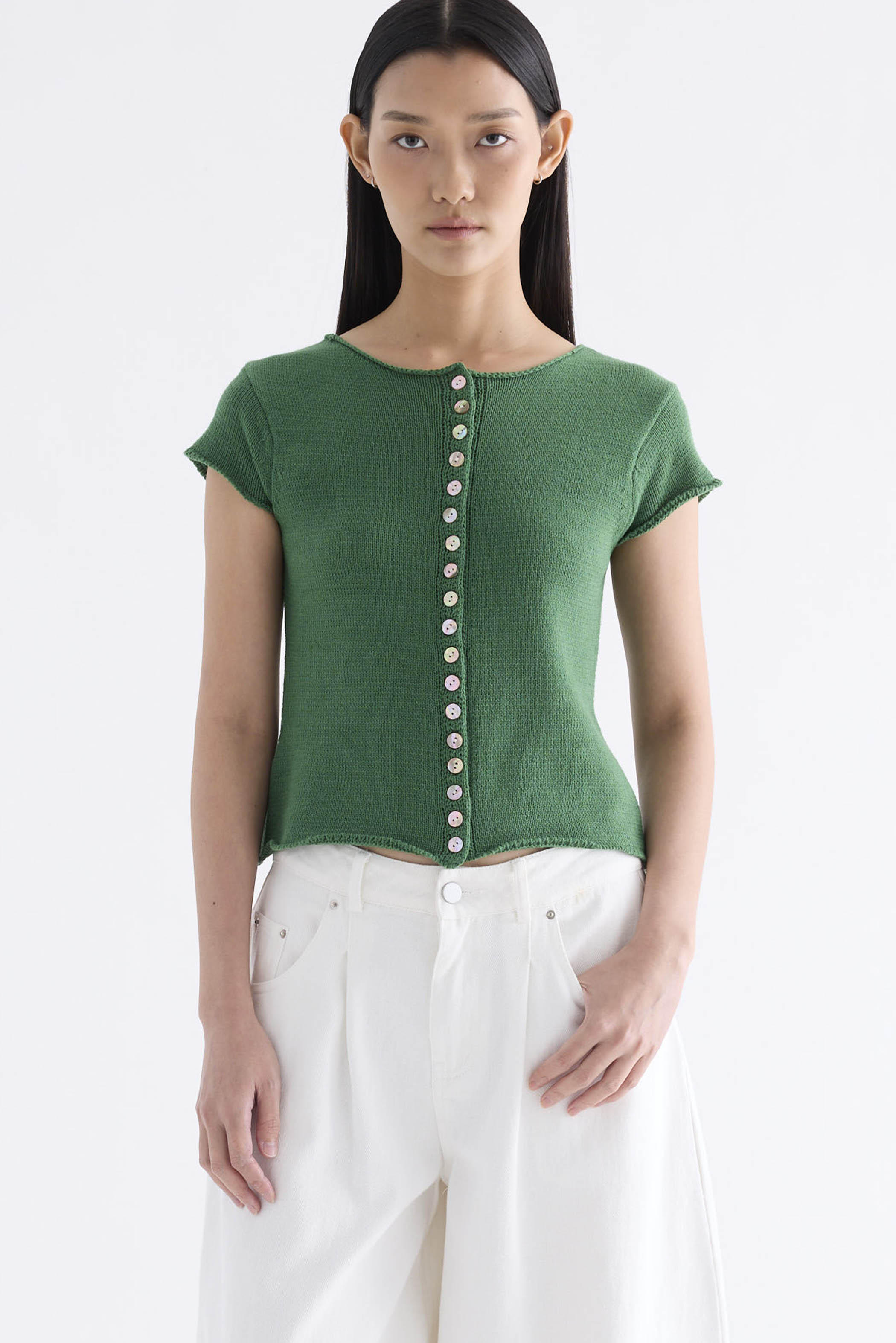 Kelyn Button-Down Knit Top