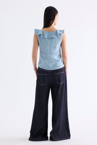 Quincy Ruffle-Collar Bustier Top