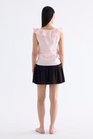 Quincy Ruffle-Collar Bustier Top