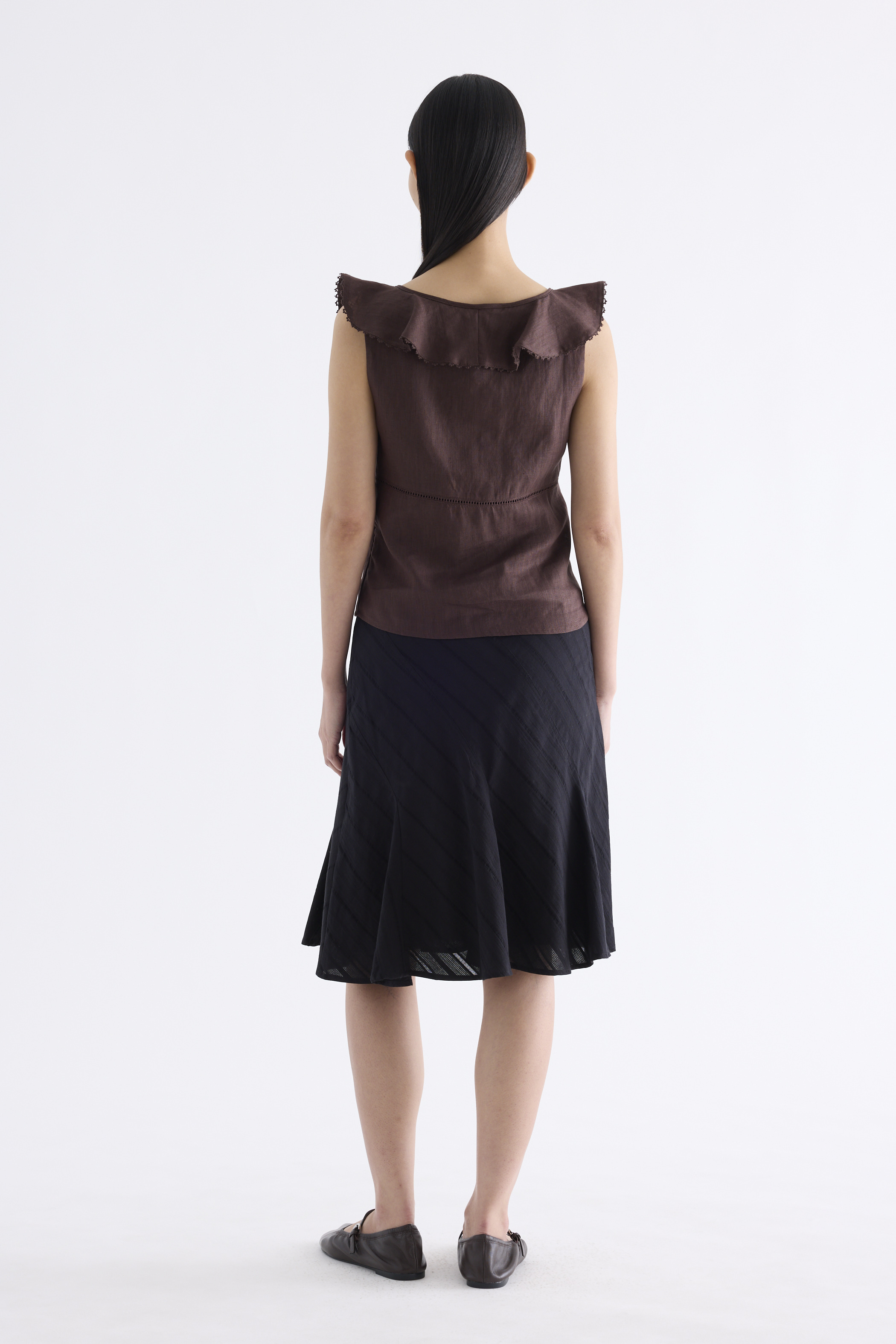 Quincy Ruffle-Collar Bustier Top