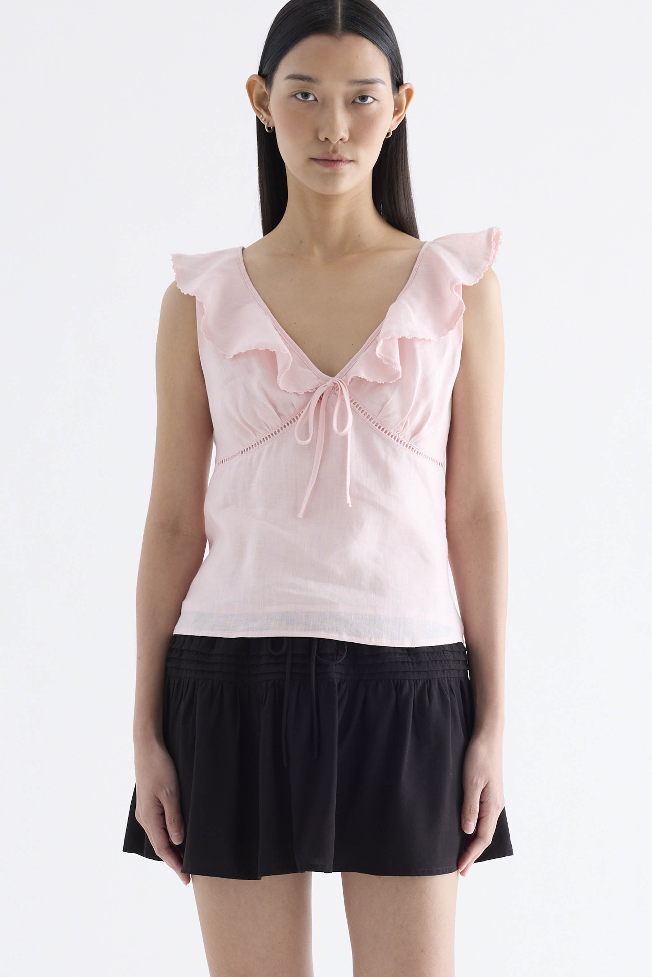 Quincy Ruffle-Collar Bustier Top