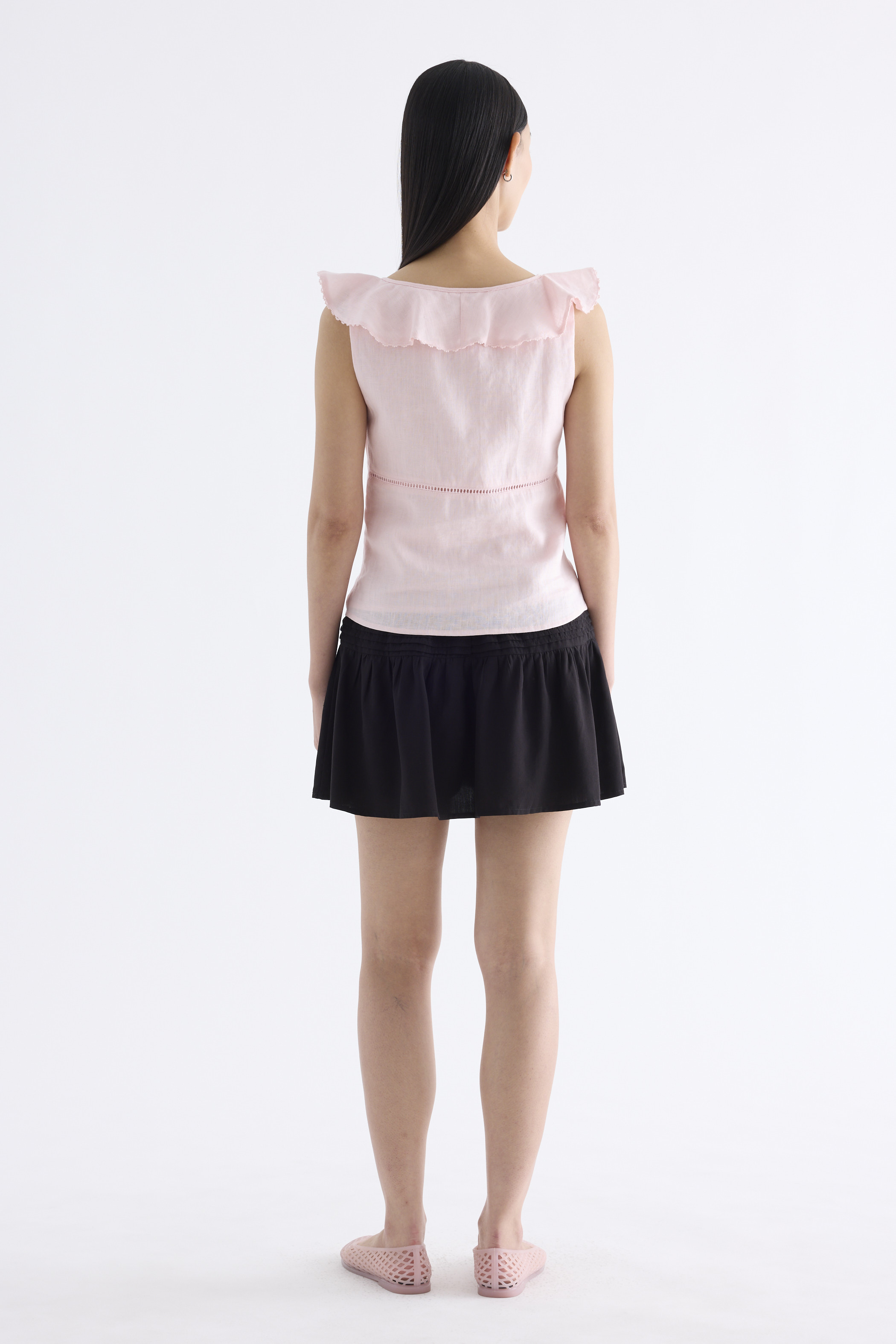 Quincy Ruffle-Collar Bustier Top