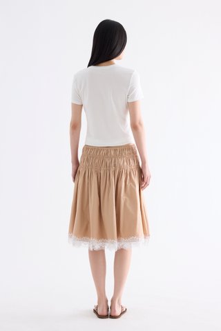 Bambi Shirred Lace-Trim Skirt