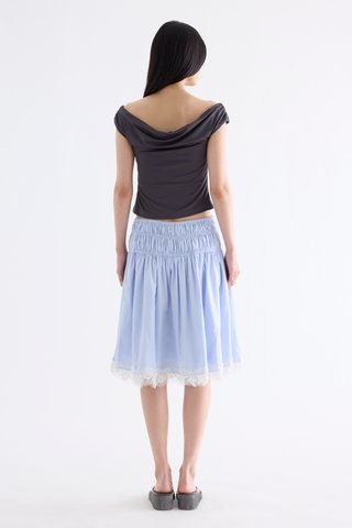 Bambi Shirred Lace-Trim Skirt