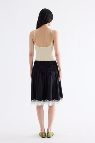 Bambi Shirred Lace-Trim Skirt