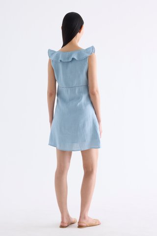 Klaria Ruffle-Collar Bustier Short Dress