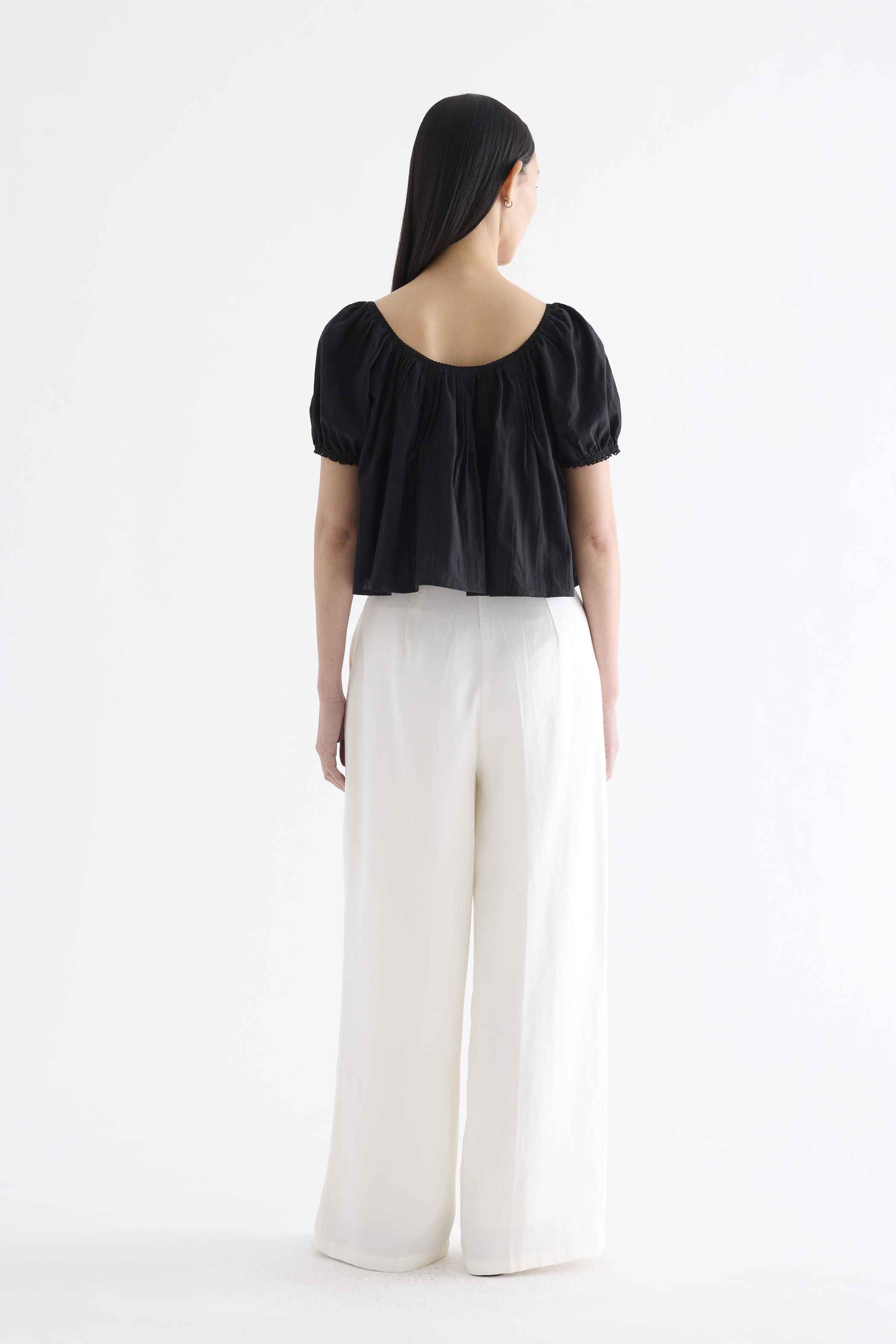 Joellea Scoop-Neck Lace-Trim Blouse