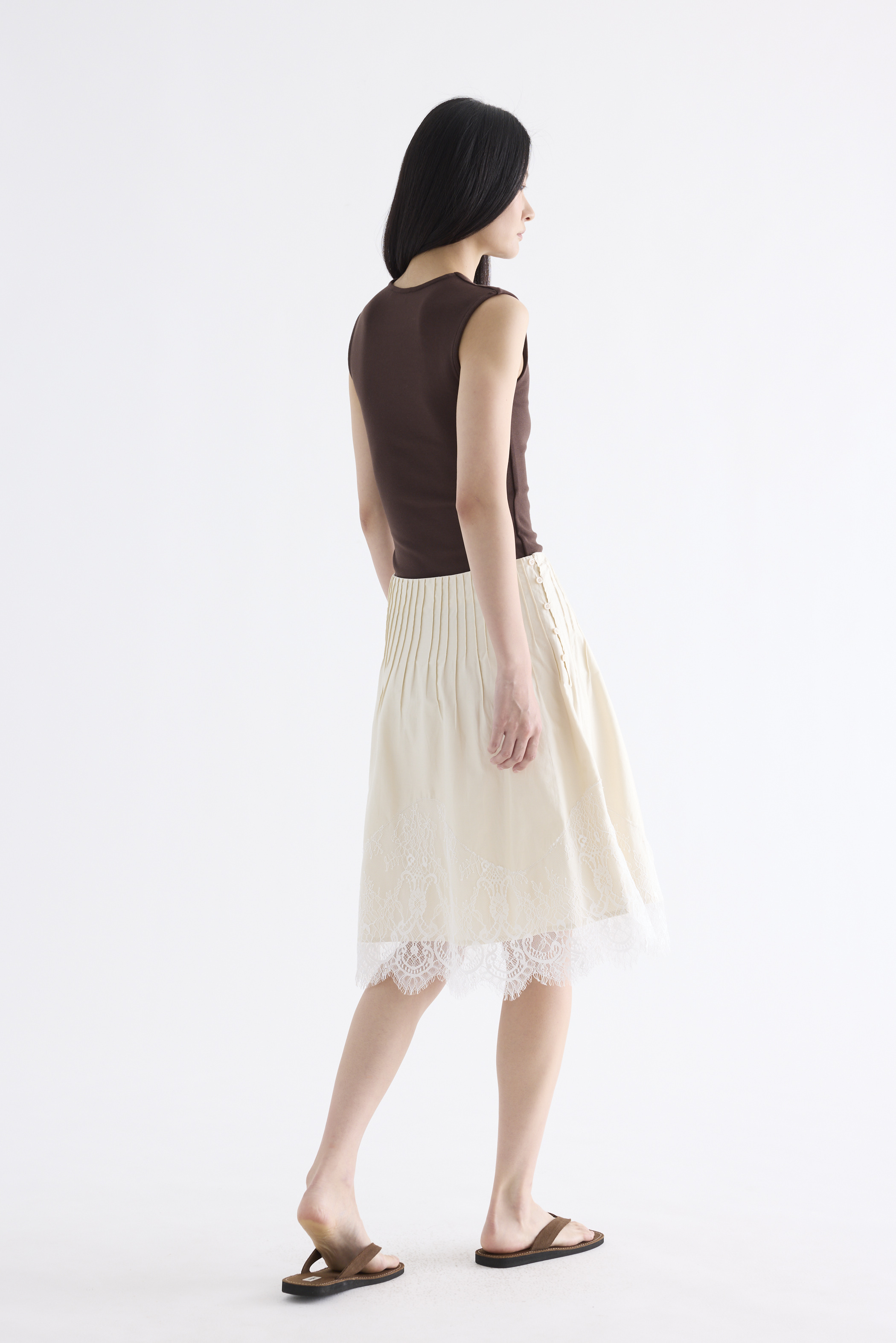 Eve Pleated Lace-Trim Skirt