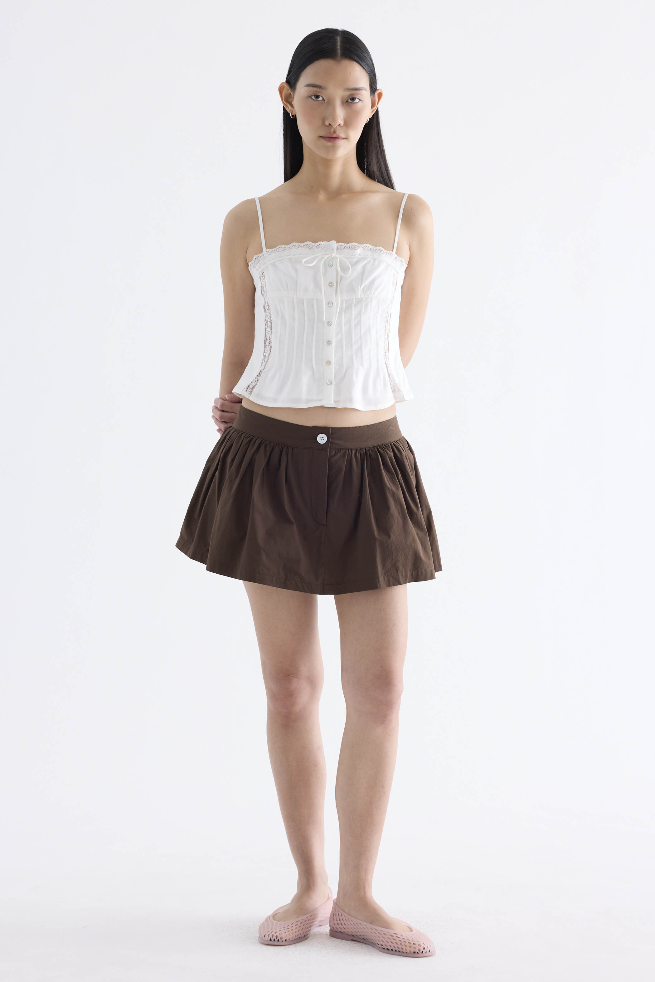 Yvelyn Low-Rise Gather Mini Skorts