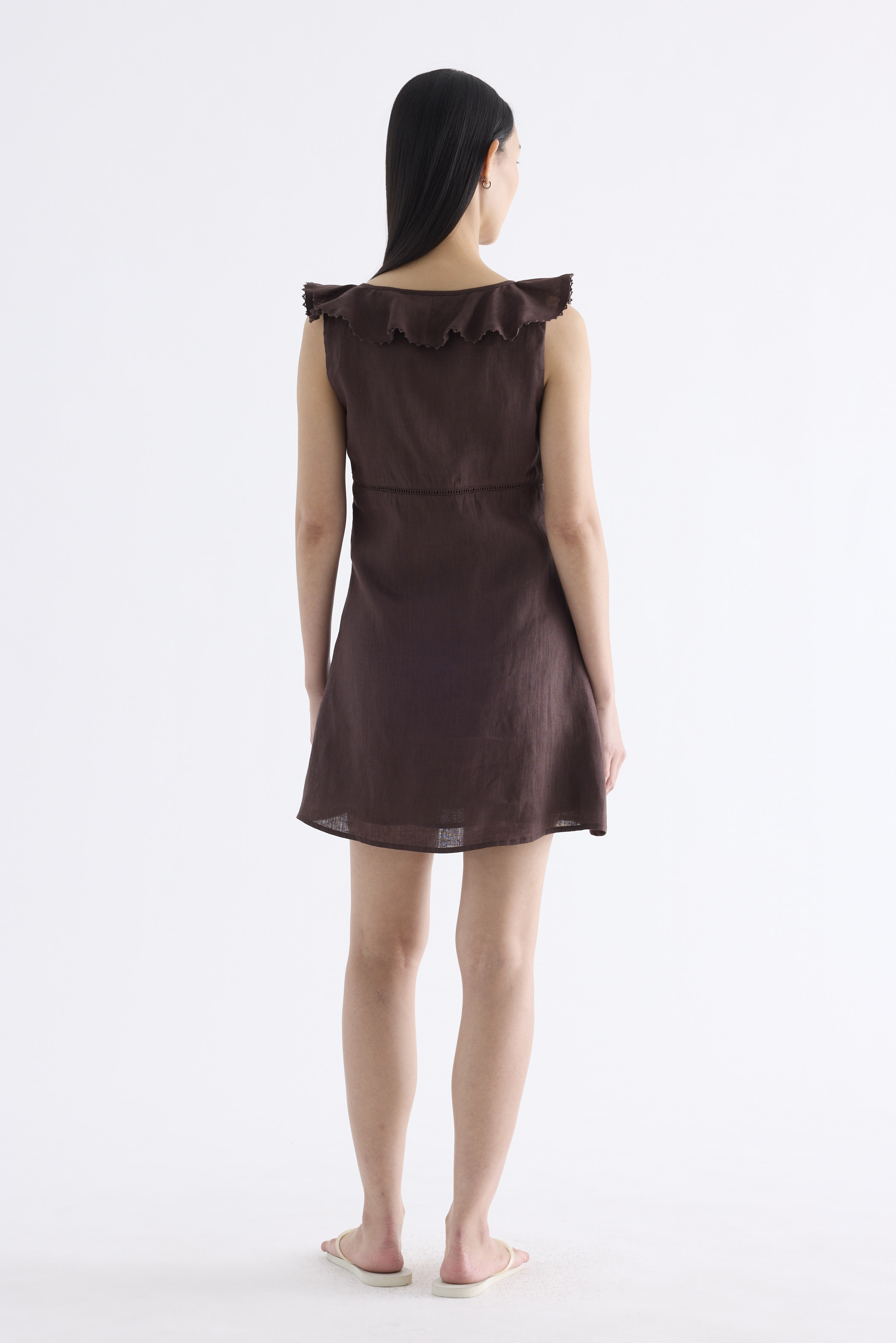 Klaria Ruffle-Collar Bustier Short Dress