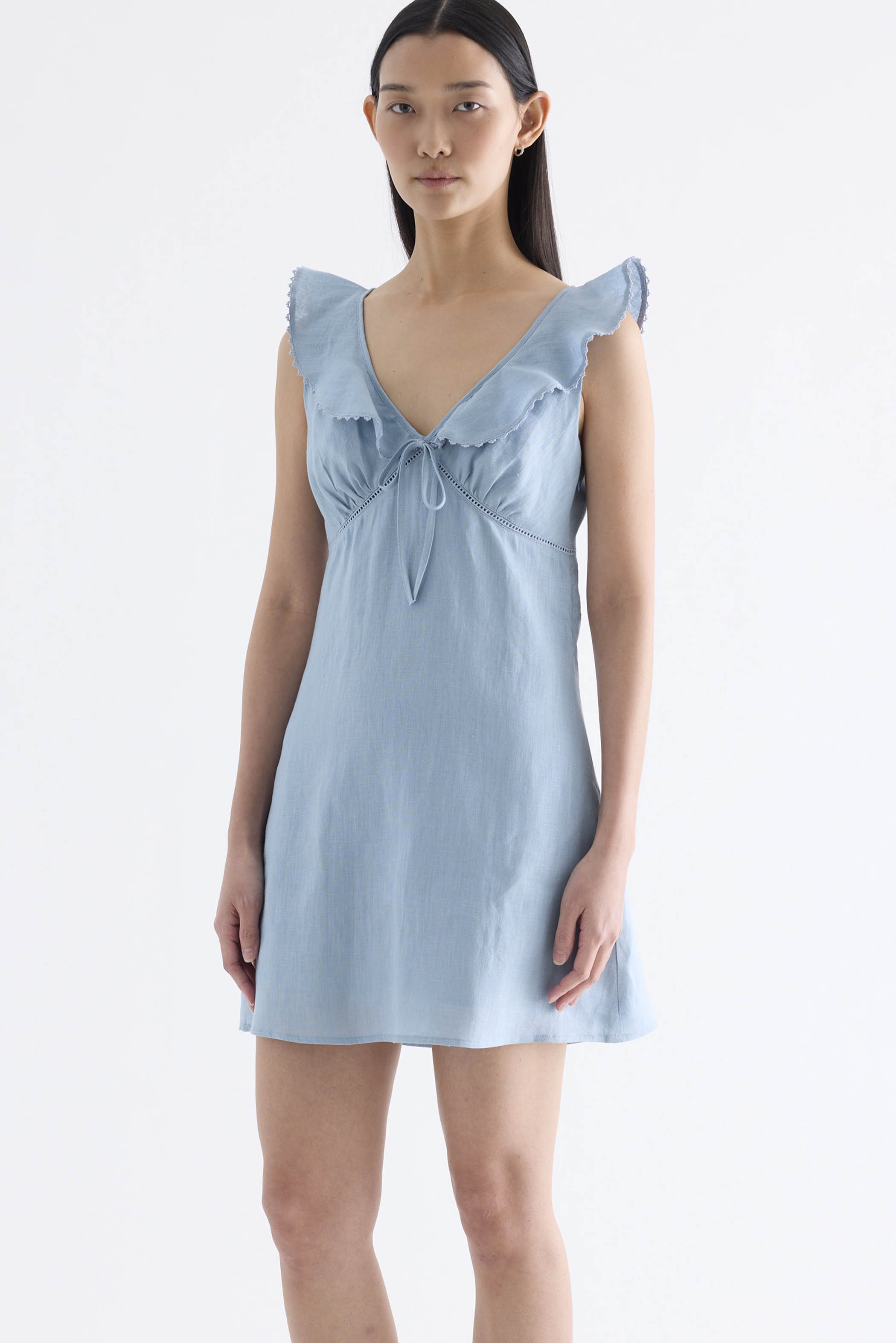 Klaria Ruffle-Collar Bustier Short Dress