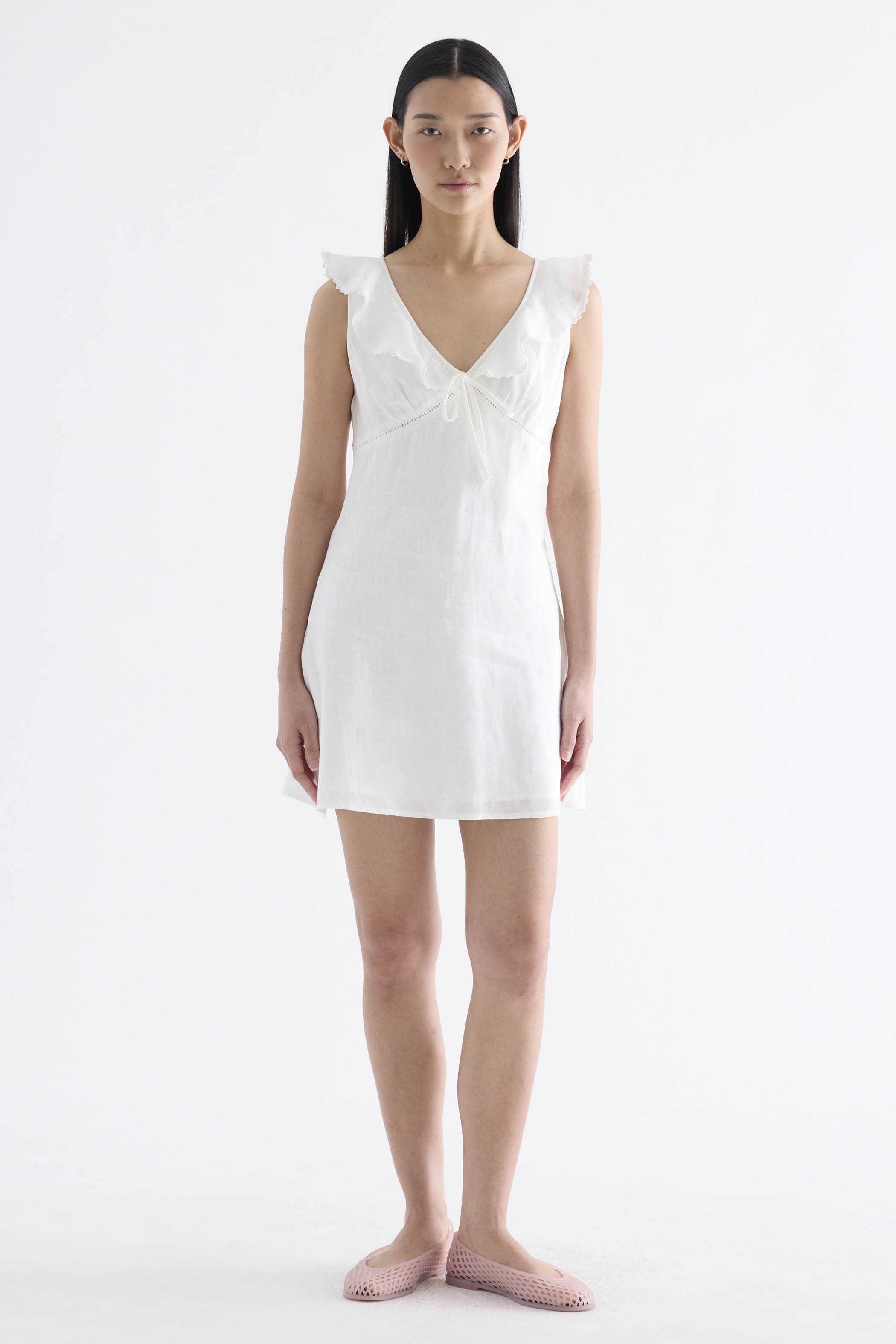 Klaria Ruffle-Collar Bustier Short Dress