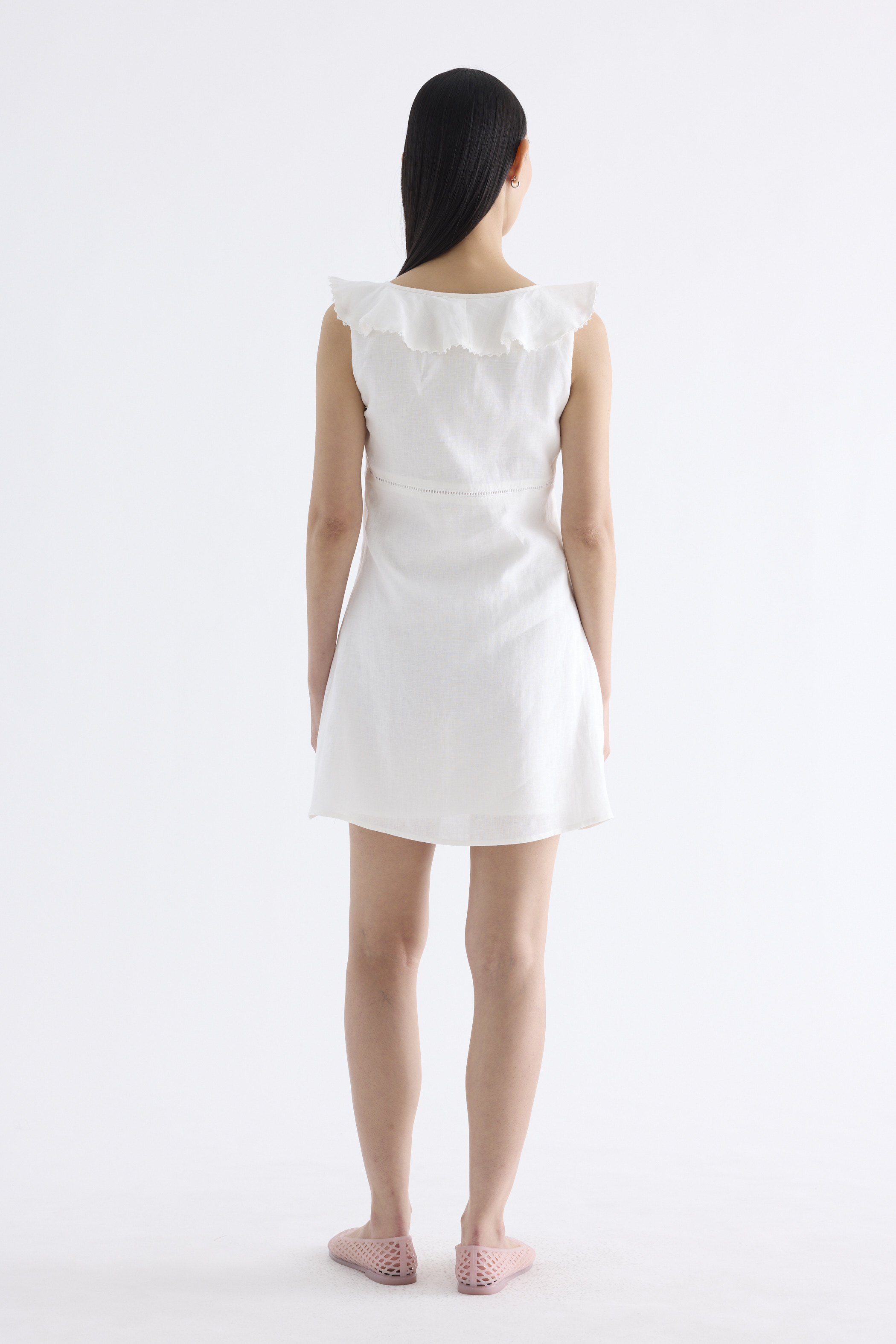 Klaria Ruffle-Collar Bustier Short Dress