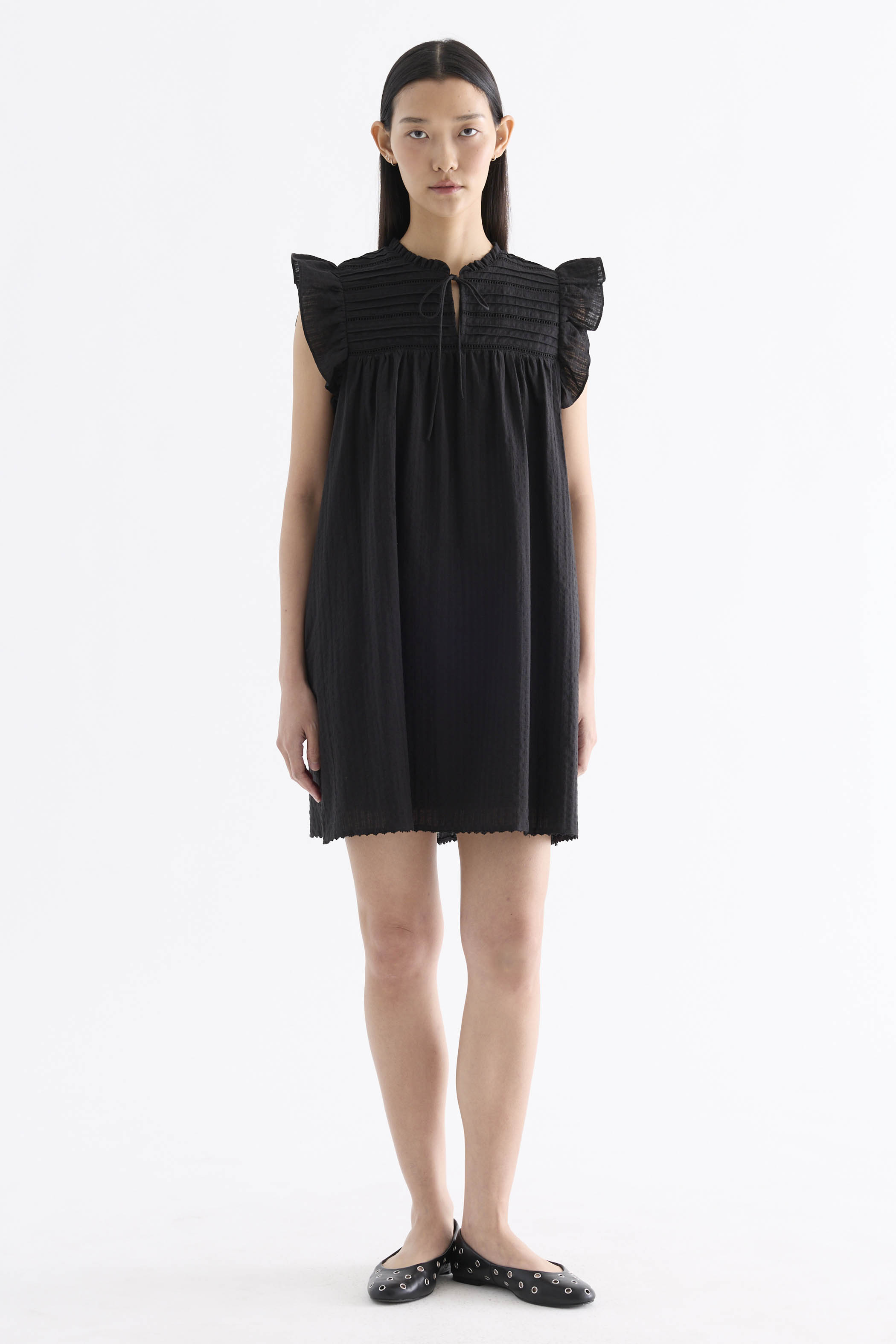 Pamelia Flutter Cap-Sleeve Short Dress