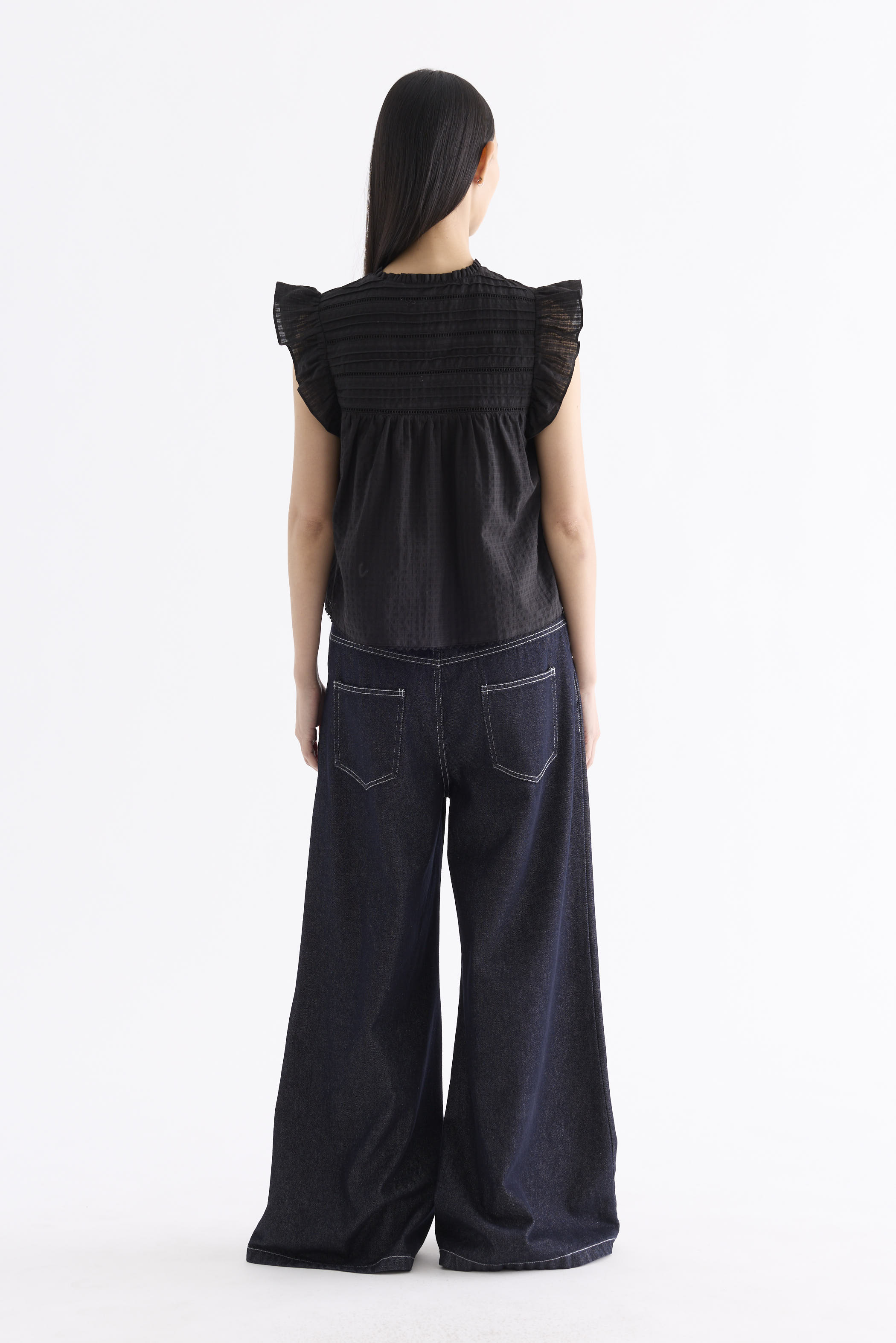 Judelle Flutter Cap-Sleeve Top