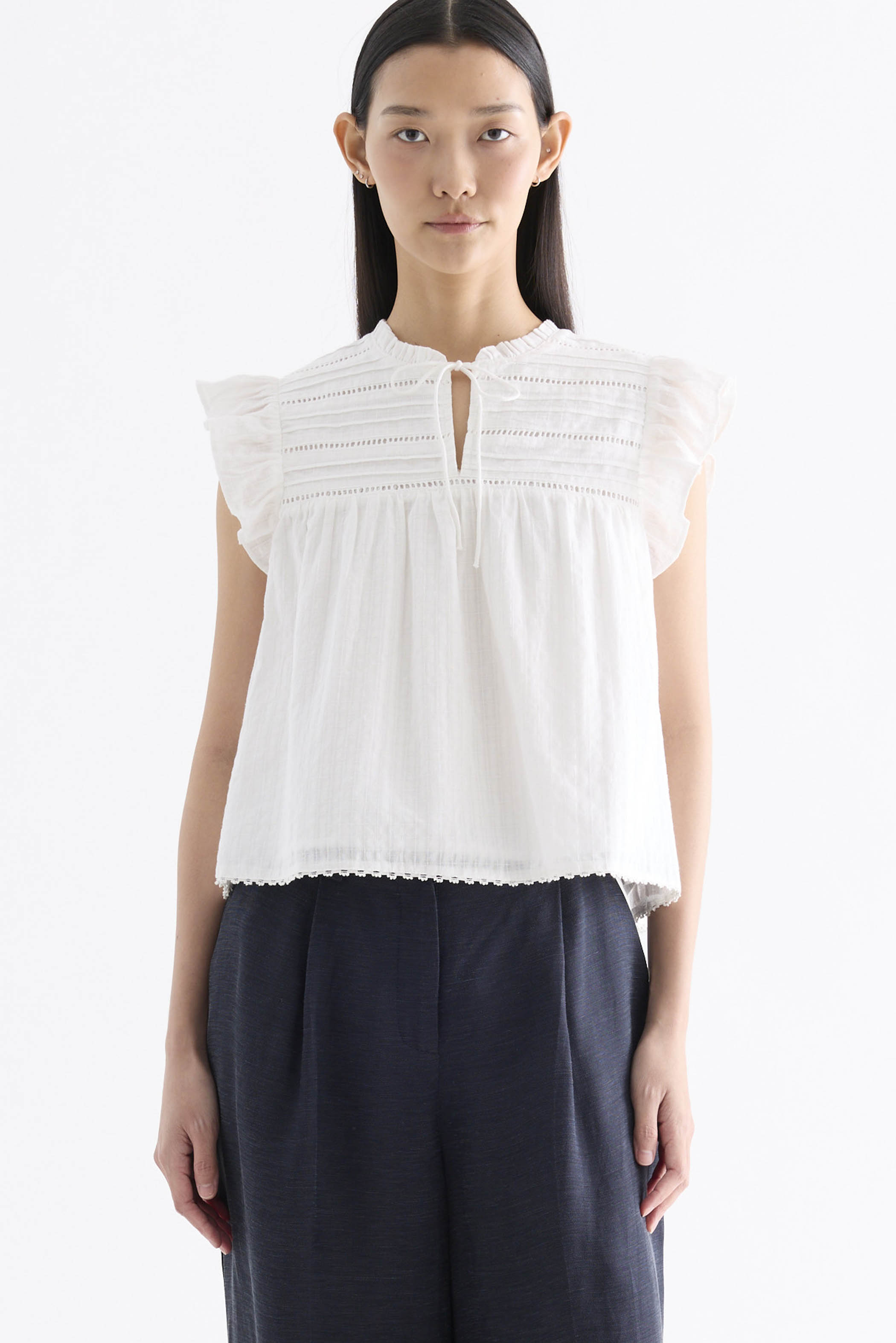 Judelle Flutter Cap-Sleeve Top