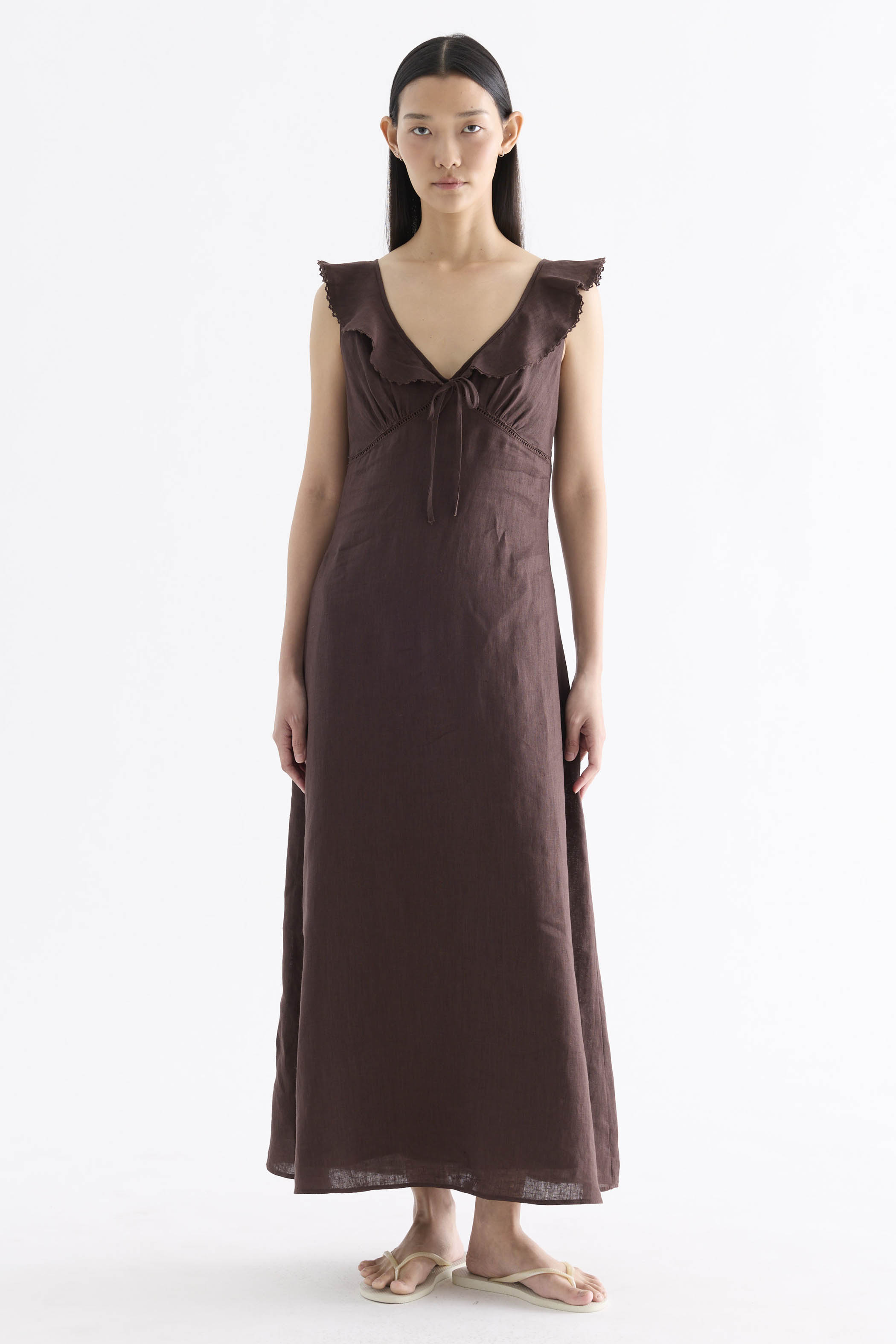 Zendela Ruffle-Collar Bustier Dress