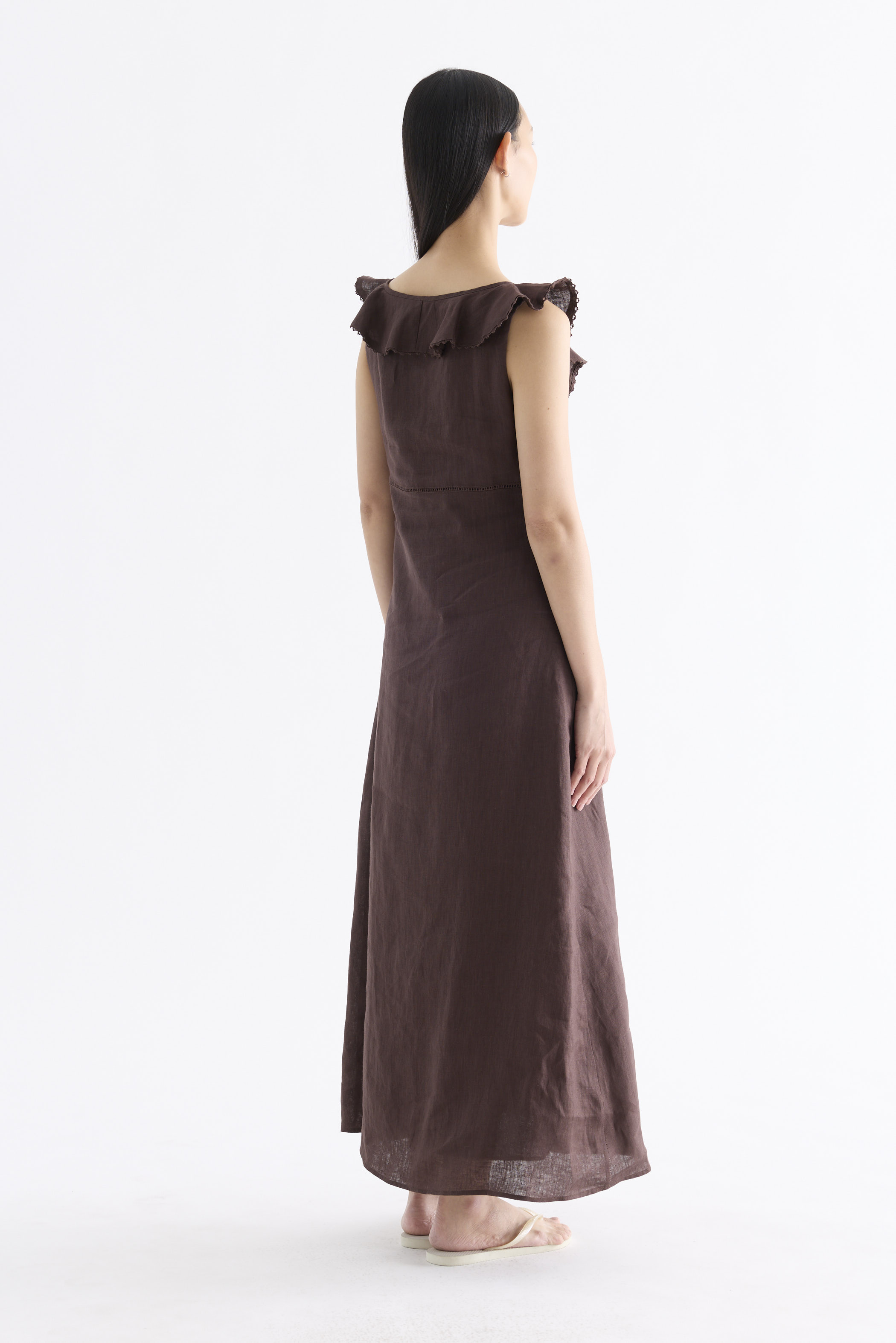 Zendela Ruffle-Collar Bustier Dress