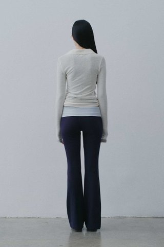 Contrast Foldover Pants