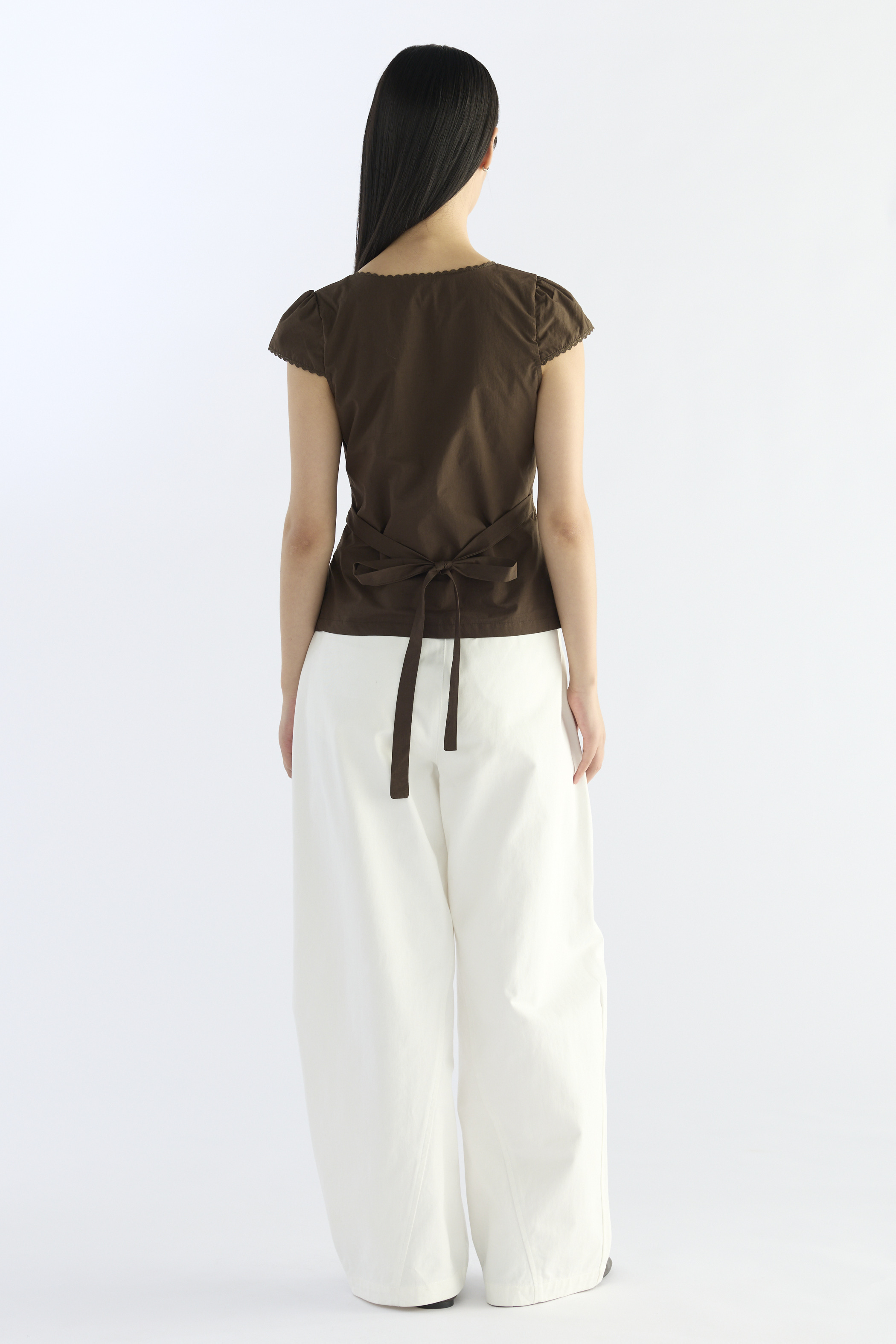 Mariette Lace Trim Fitted Blouse