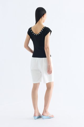 Sara Buttoned Cap Sleeve Top