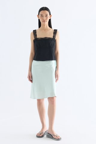Colette Lace Square Neck Pintuck Top