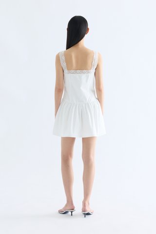 Ellis Lace Square Neck Pintuck Dress